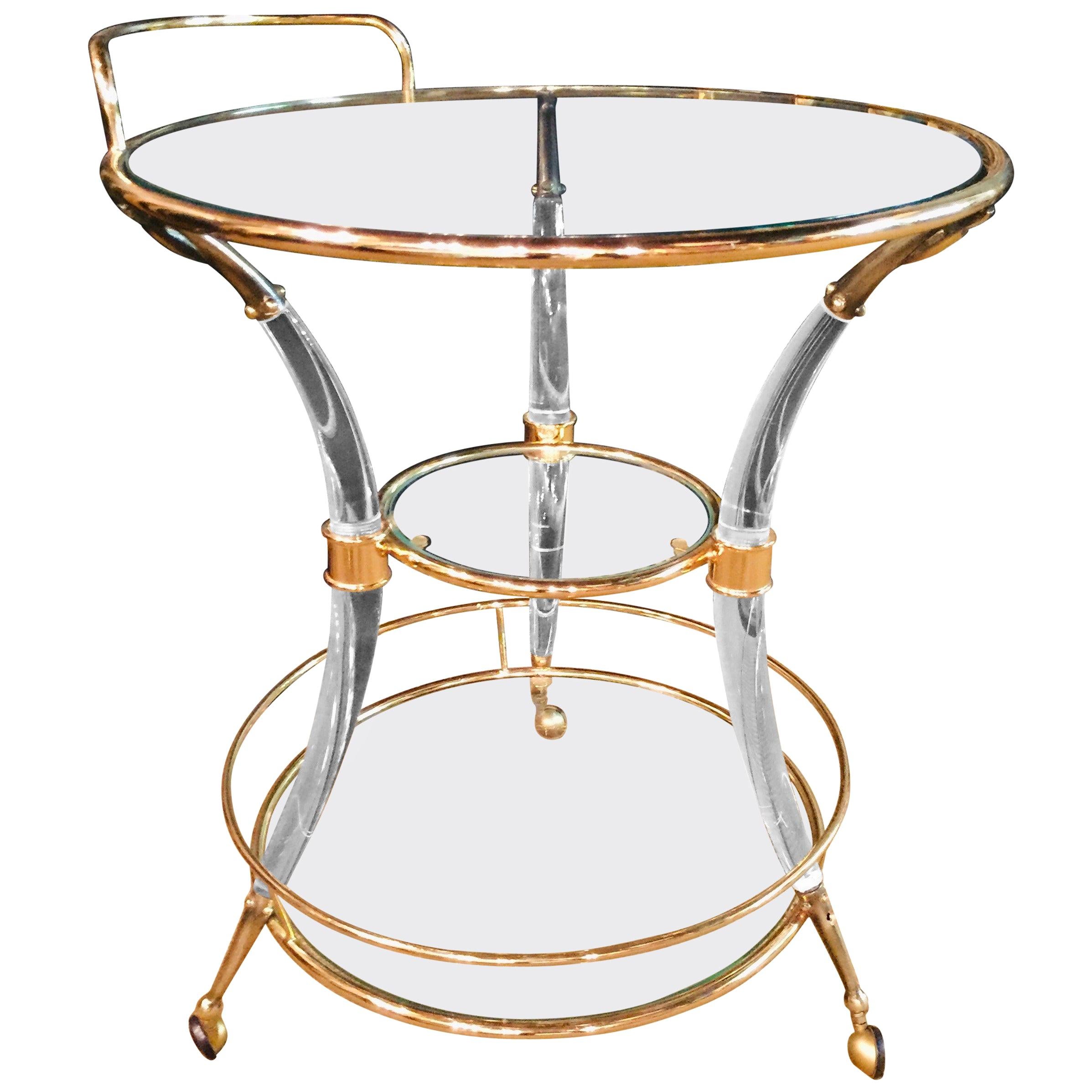 Exclusive Tea Table Acrylic Curved Legs with Brass