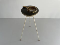 Exclusive Ufo Design Black and White Metal Tripod Ashtray, 1950s, Italy