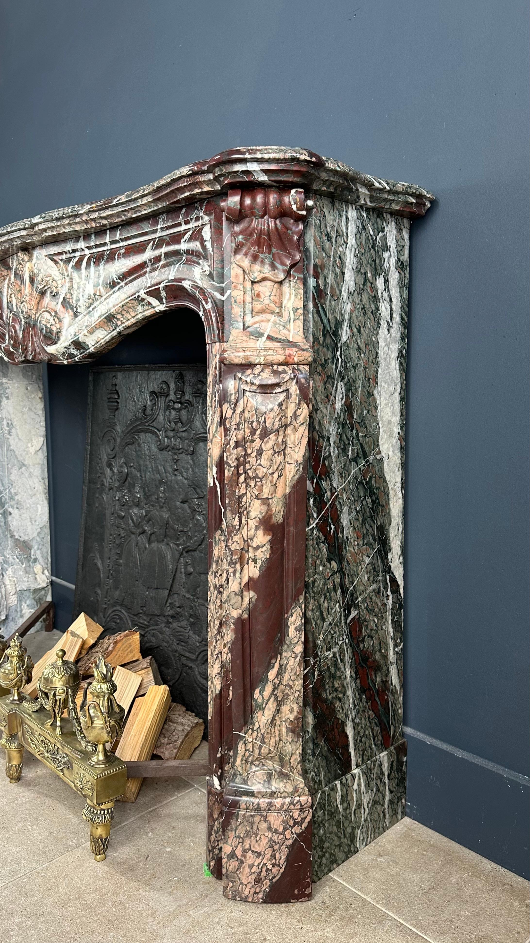 19th Century Exclusive Versailles Antique Marble Fireplace - Campan Rubané Elegance For Sale