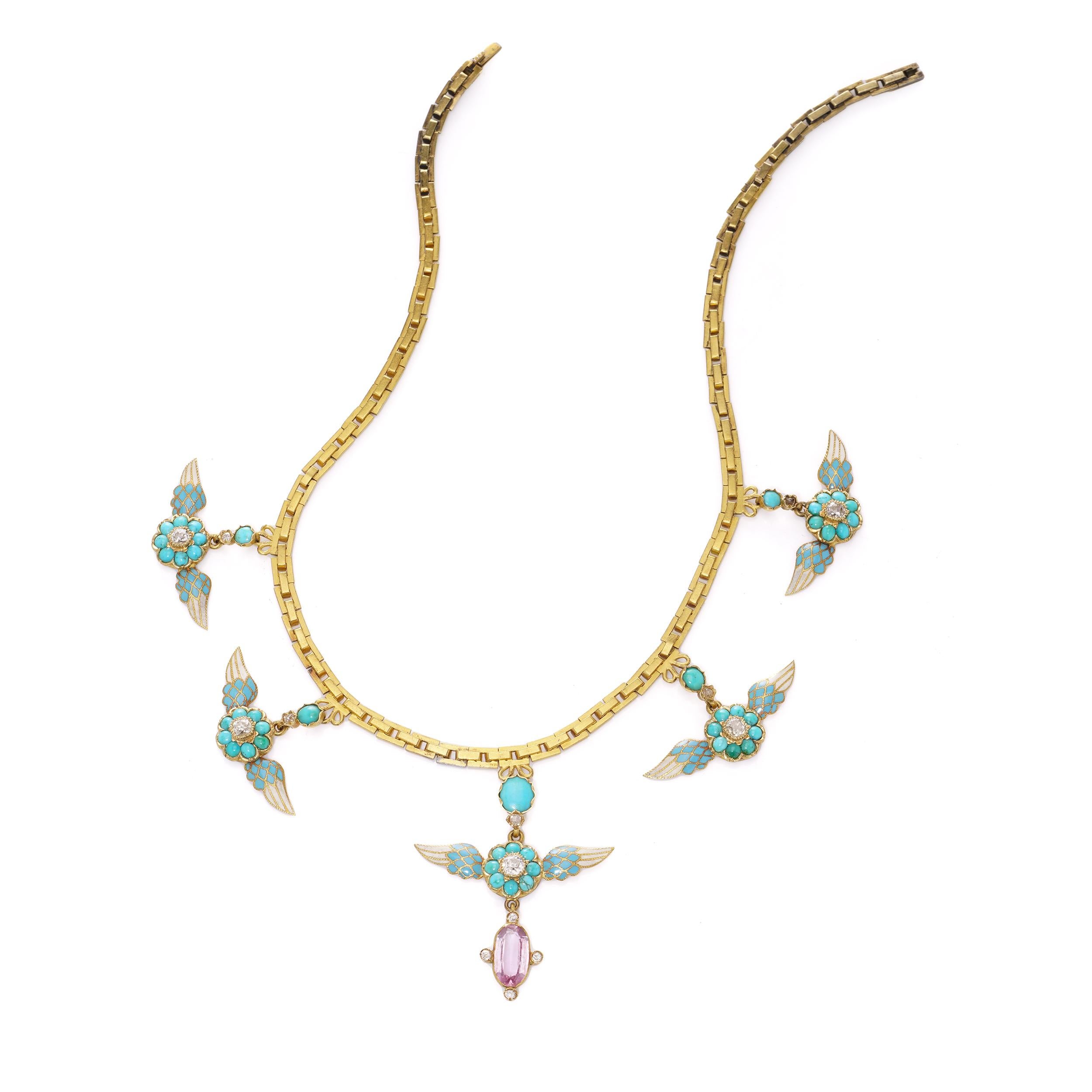 Exclusive Victorian 20kt. yellow gold and enamel necklace  For Sale 4