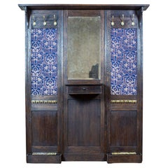 Antique Exclusive Wardrobe from the Early 20th Century with Blue Decorative Elements