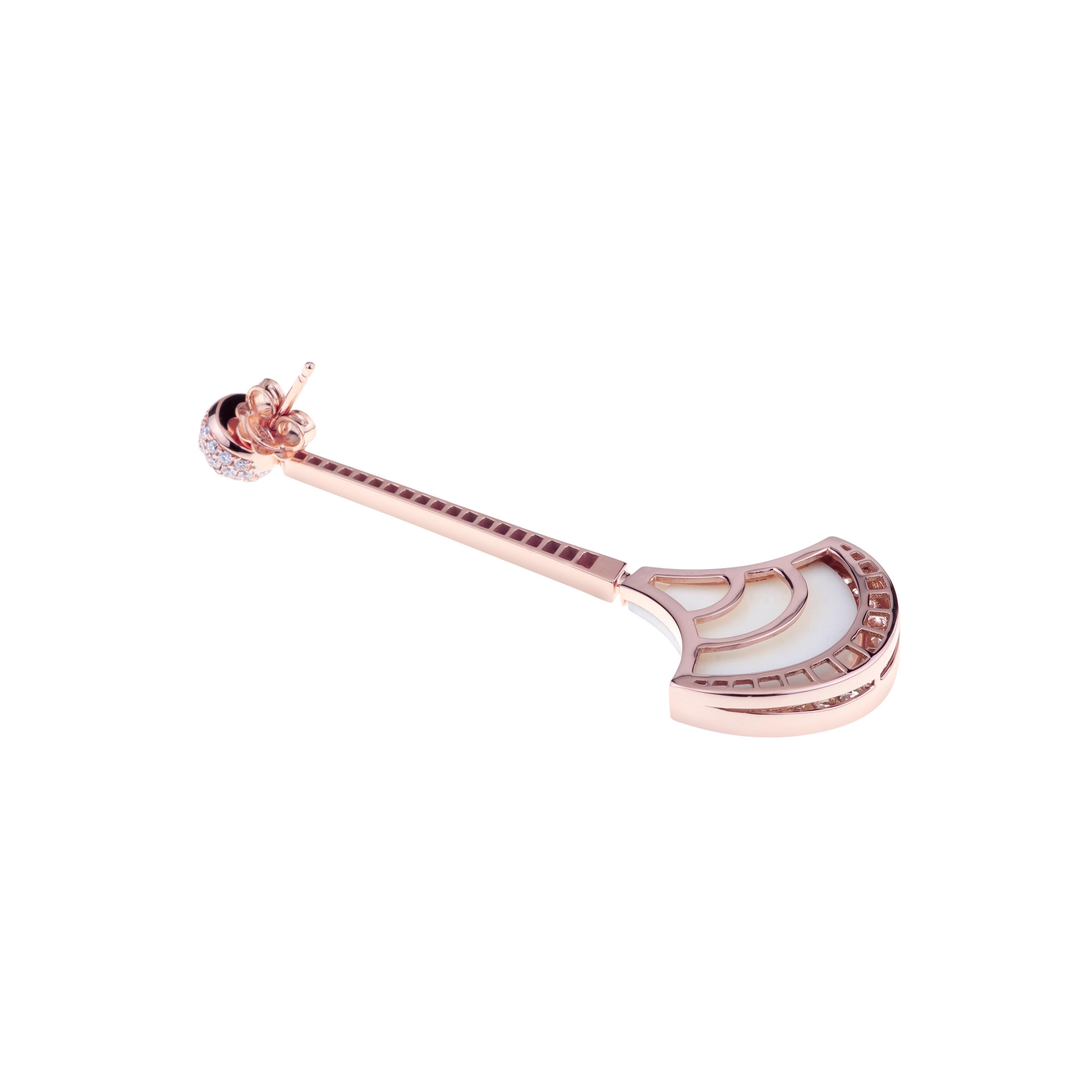 Brilliant Cut Exclusive Wave Collection by Angeletti Rose Gold Diamonds and White Ceramic For Sale