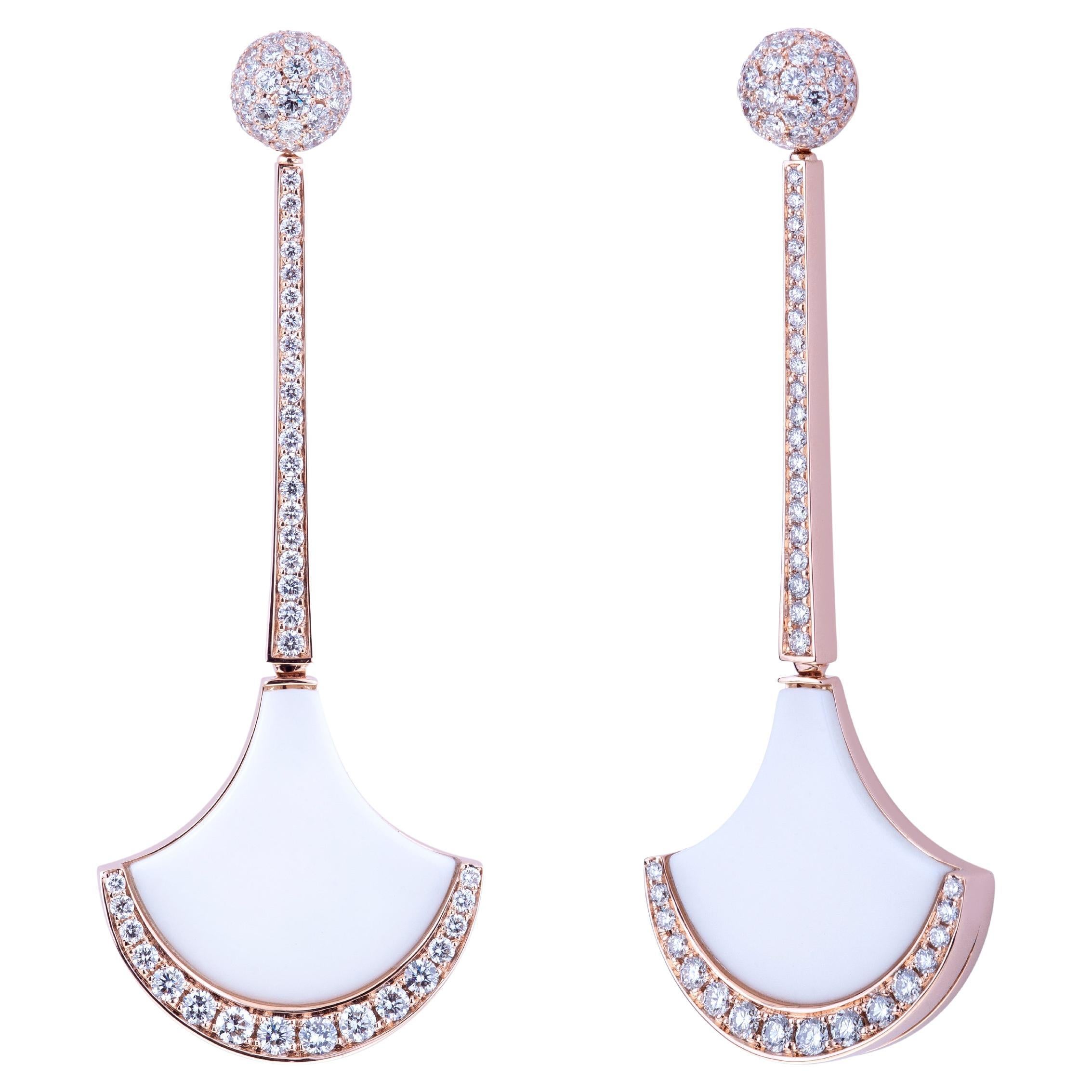 Exclusive Wave Collection by Angeletti Rose Gold Diamonds and White Ceramic