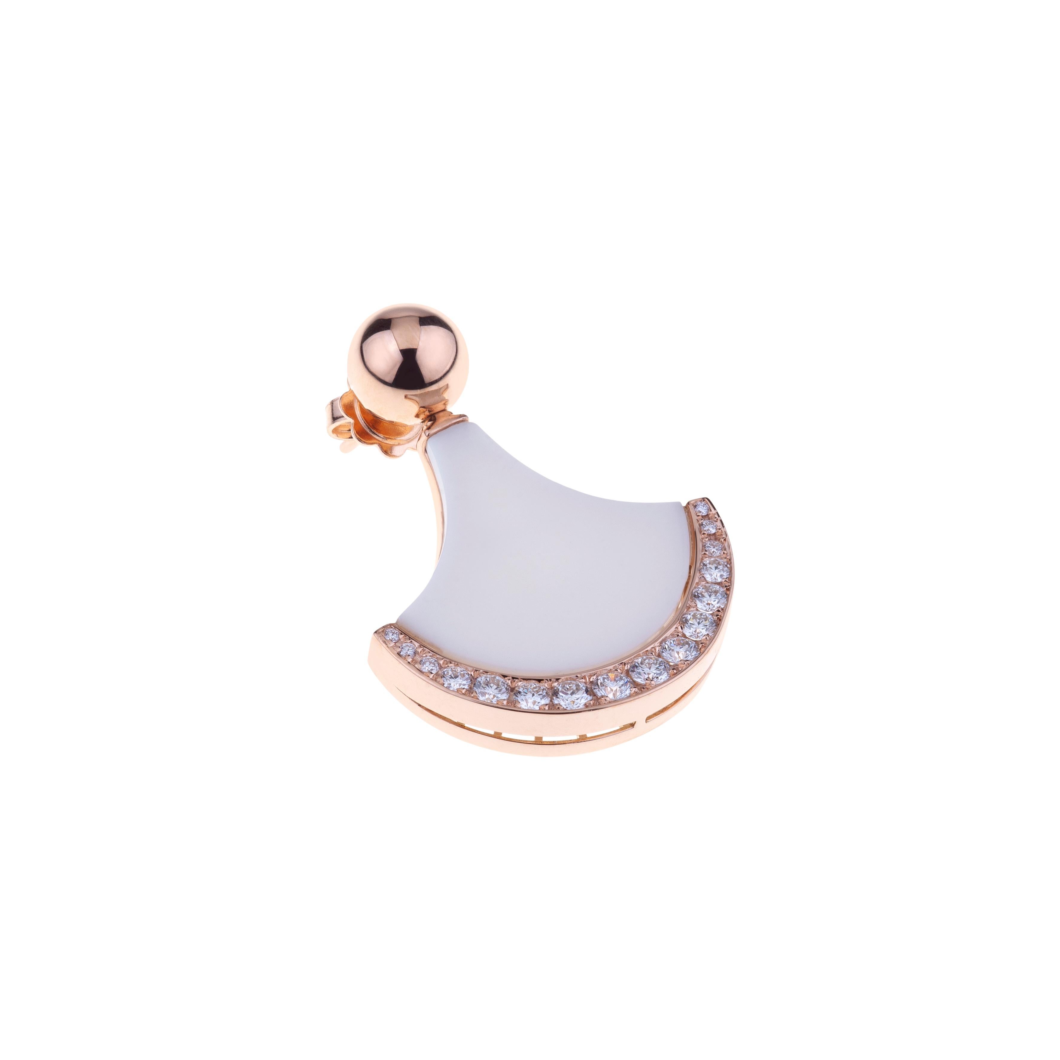 Brilliant Cut Exclusive Wave Collection by Angeletti Rose Gold Diamonds and White Ceramic Shor For Sale