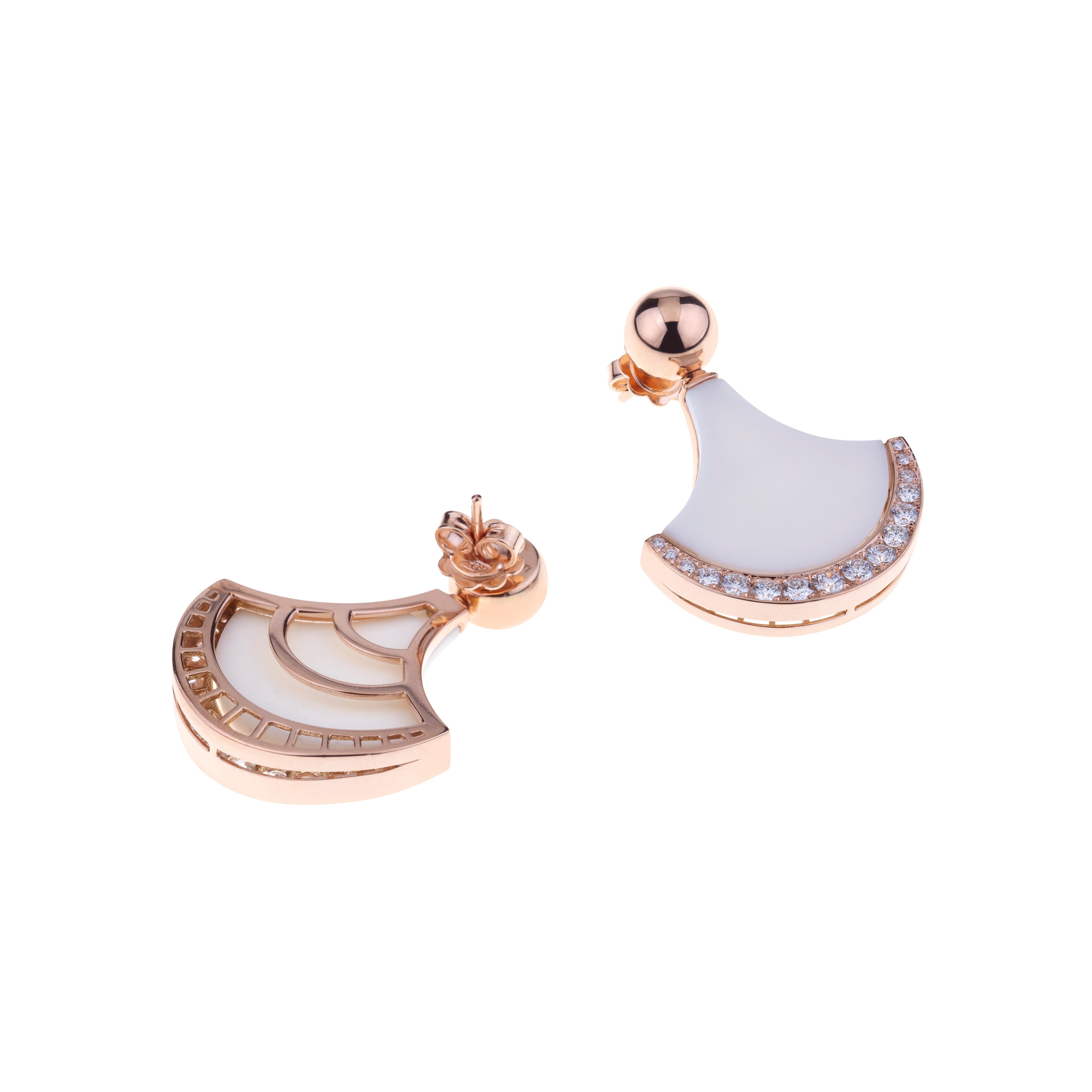 Exclusive Wave Collection by Angeletti Rose Gold Diamonds and White Ceramic Shor In New Condition For Sale In Roma, IT
