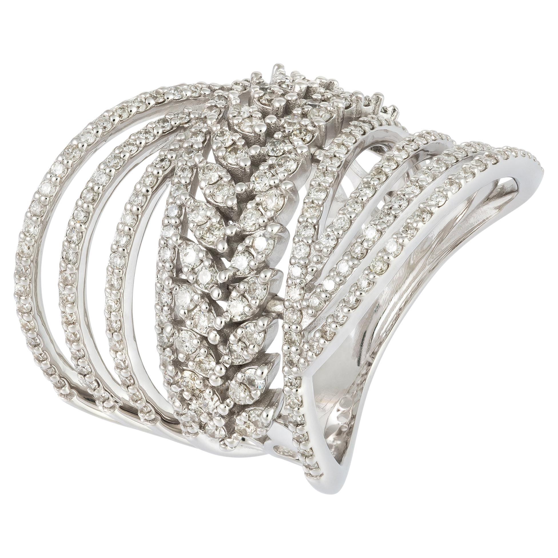Exklusiver Ring aus weißem 18 Karat Gold mit weißen Diamanten für sie