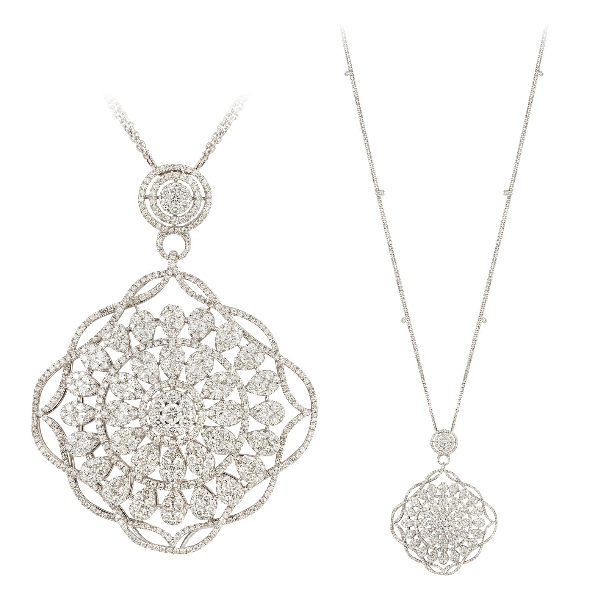 Moderno Esclusiva collana in oro bianco 18K con diamante per lei in vendita