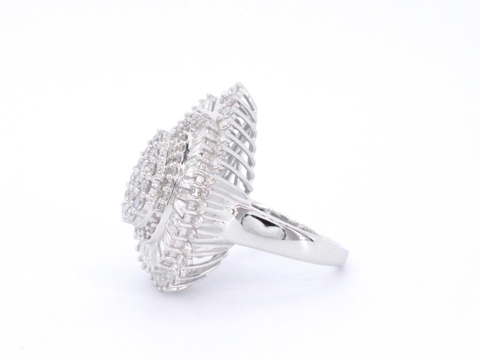 Exclusive White Gold Drop-Shaped Entourage Ring with Diamonds In New Condition For Sale In AMSTELVEEN, NH