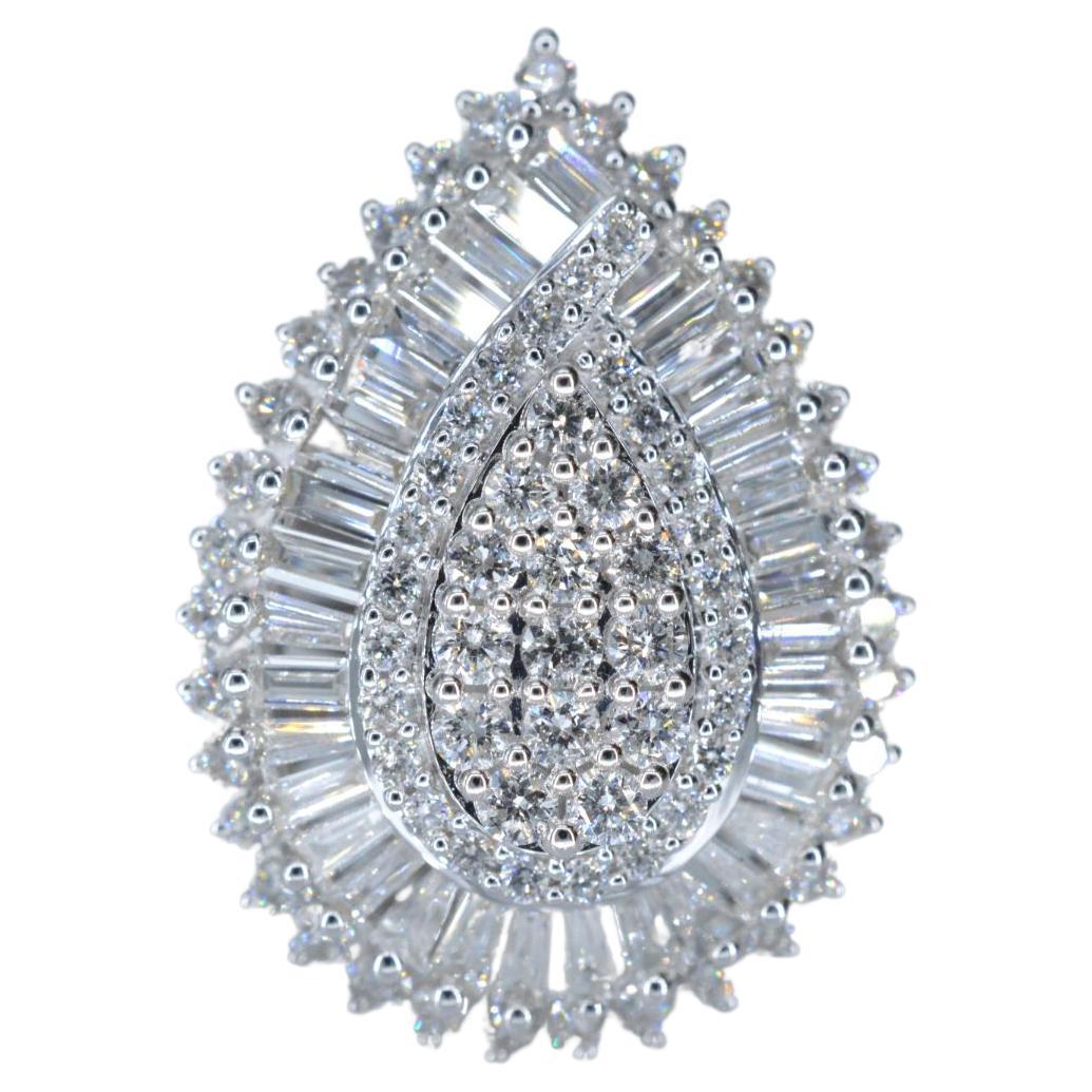 Exclusive White Gold Drop-Shaped Entourage Ring with Diamonds For Sale