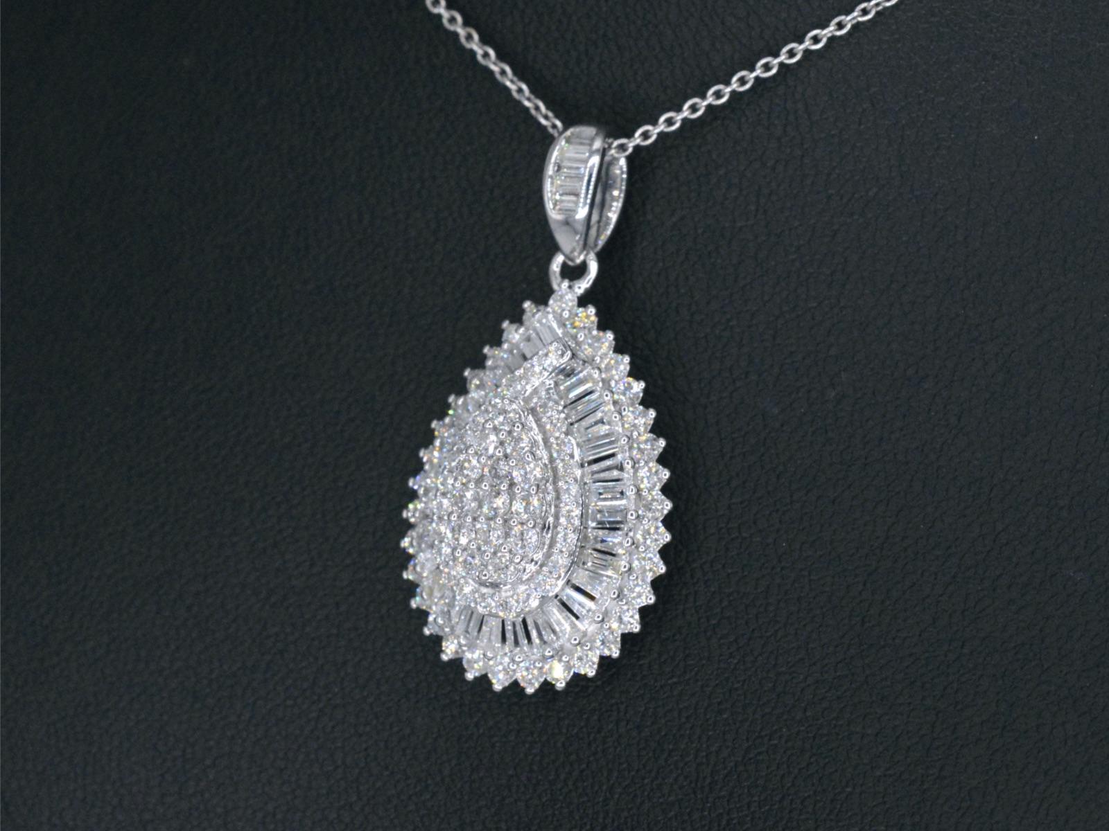 Contemporary Exclusive White Gold Drop-Shaped Pendant with Diamonds For Sale