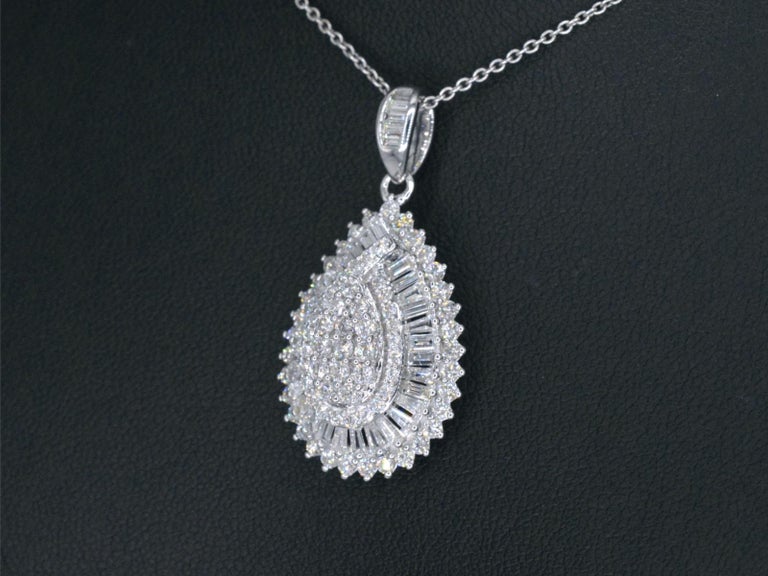 Exclusive White Gold DropShaped Pendant with Diamonds For Sale at 1stDibs