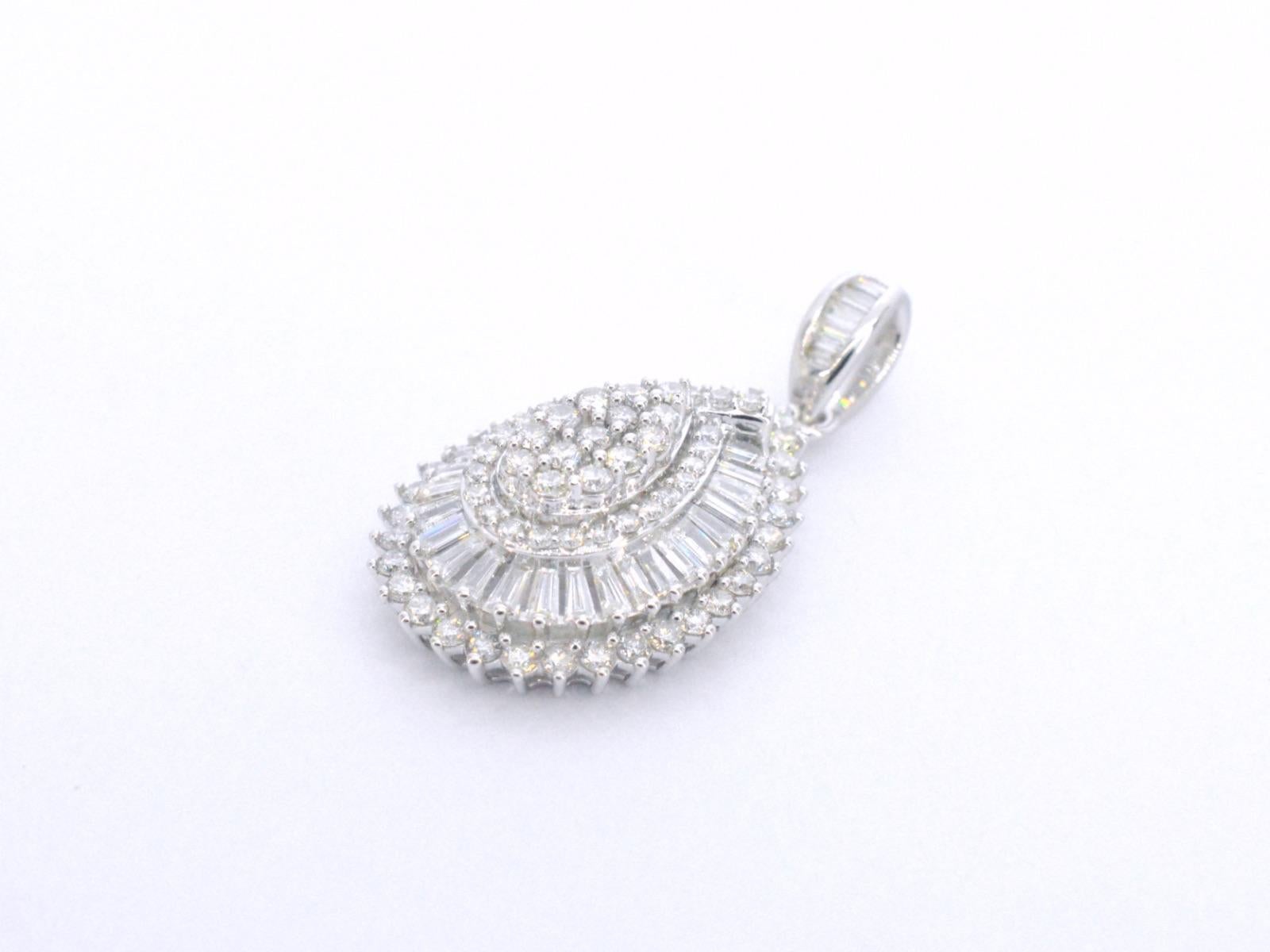 Women's Exclusive White Gold Drop-Shaped Pendant with Diamonds For Sale