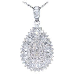 Exclusive White Gold Drop-Shaped Pendant with Diamonds