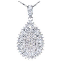 Exclusive White Gold Drop-Shaped Pendant with Diamonds