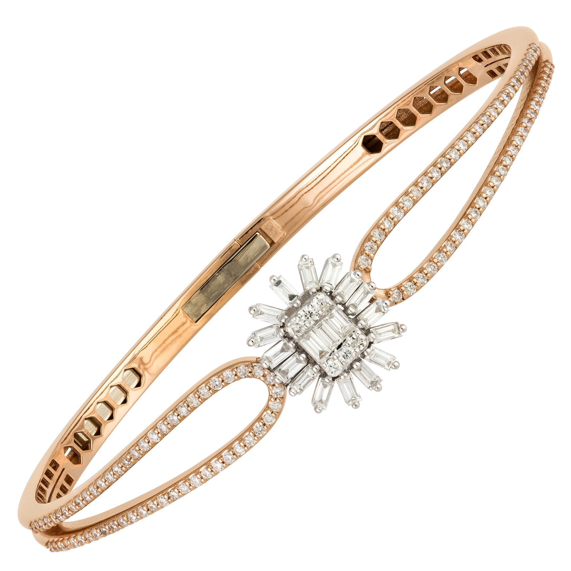 Modern Exclusive White Pink Gold 18K Bracelet Diamond for Her For Sale