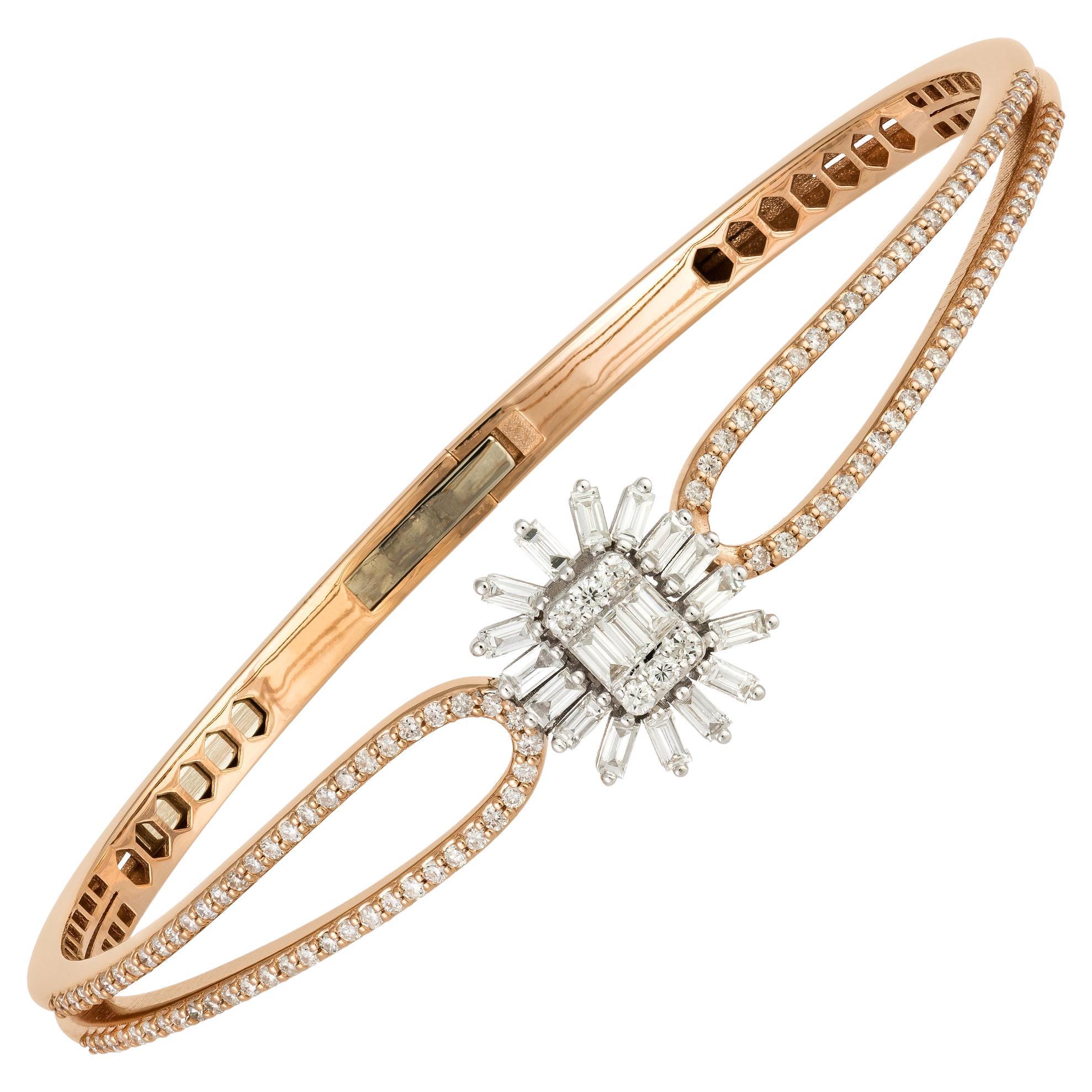 Exclusive White Pink Gold 18K Bracelet Diamond for Her For Sale