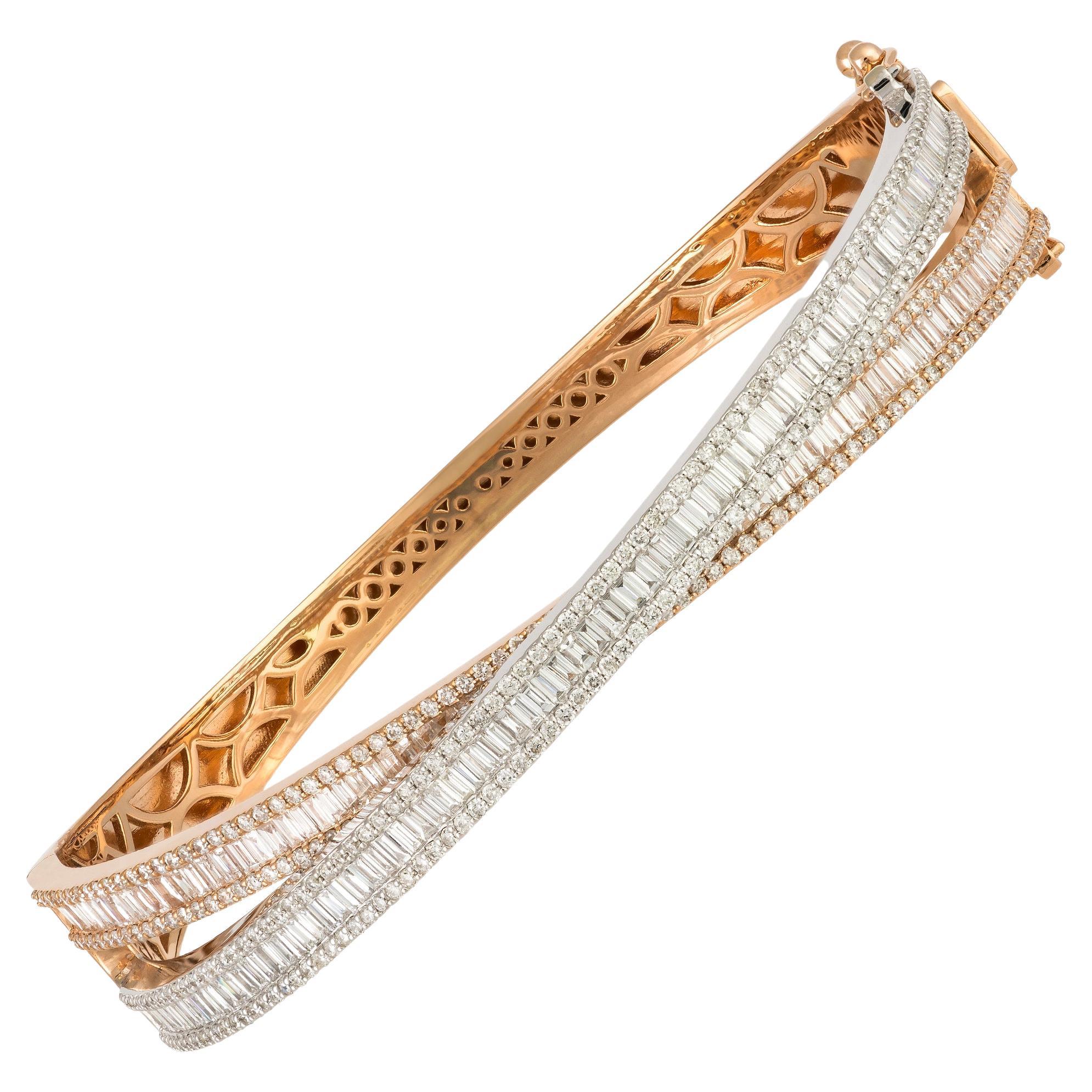 Exclusive White Pink Gold 18K Bracelet Diamond for Her
