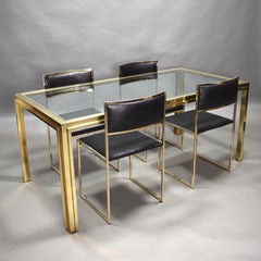 Exclusive Willy Rizzo Gold-Plated and Brass Dining Set, Italy, 1970s