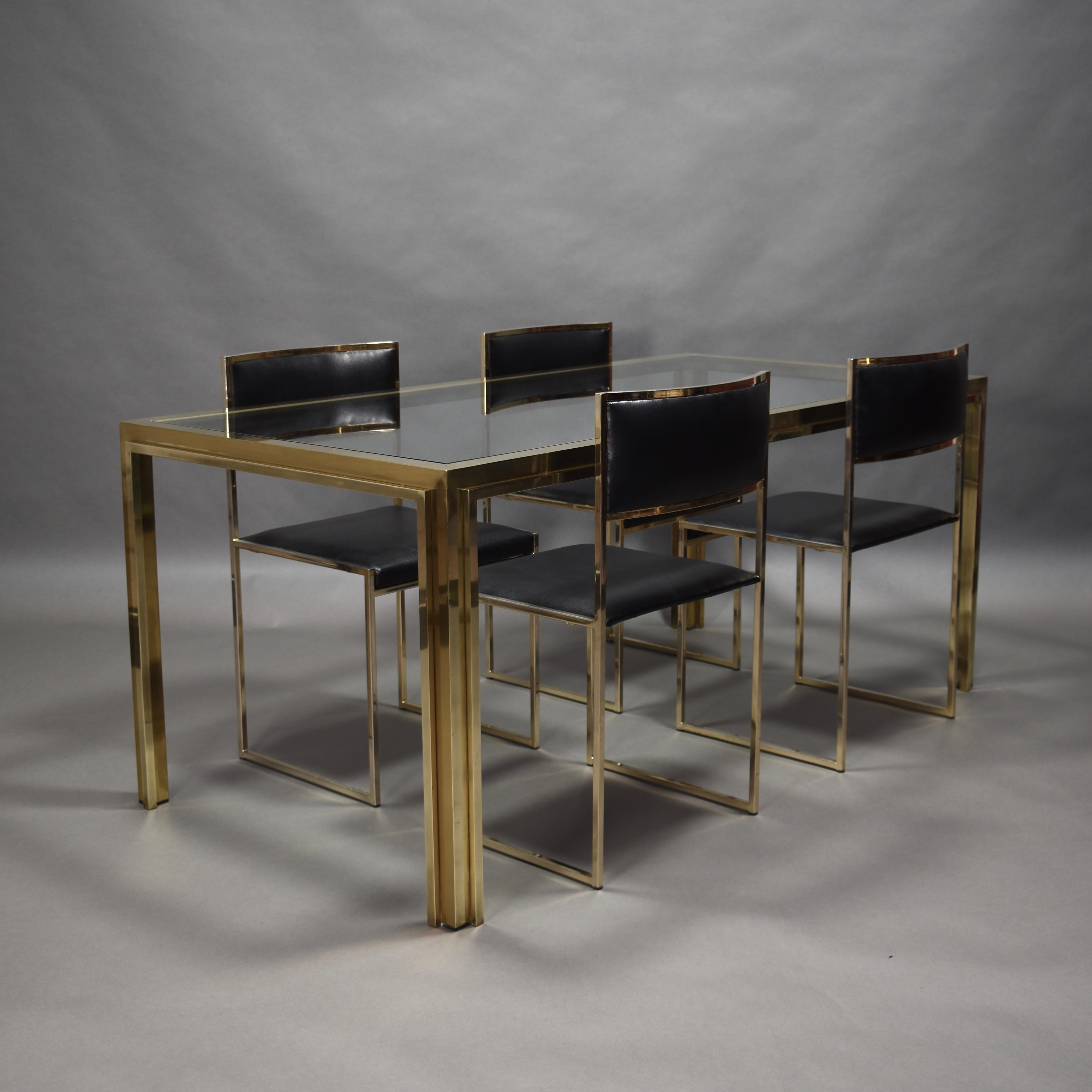 Mid-Century Modern Exclusive Willy Rizzo Gold-Plated and Brass Dining Set, Italy, 1970s