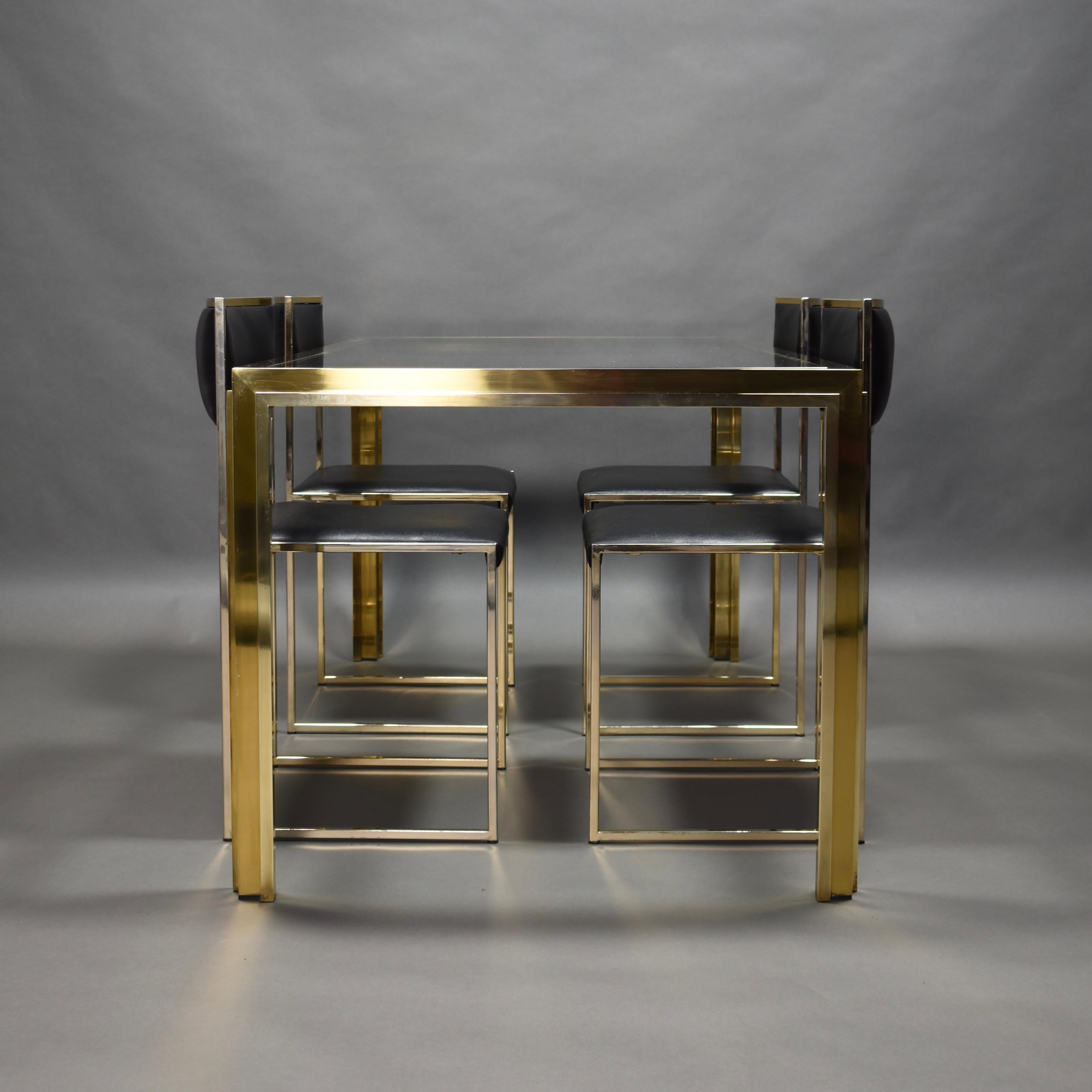 Italian Exclusive Willy Rizzo Gold-Plated and Brass Dining Set, Italy, 1970s