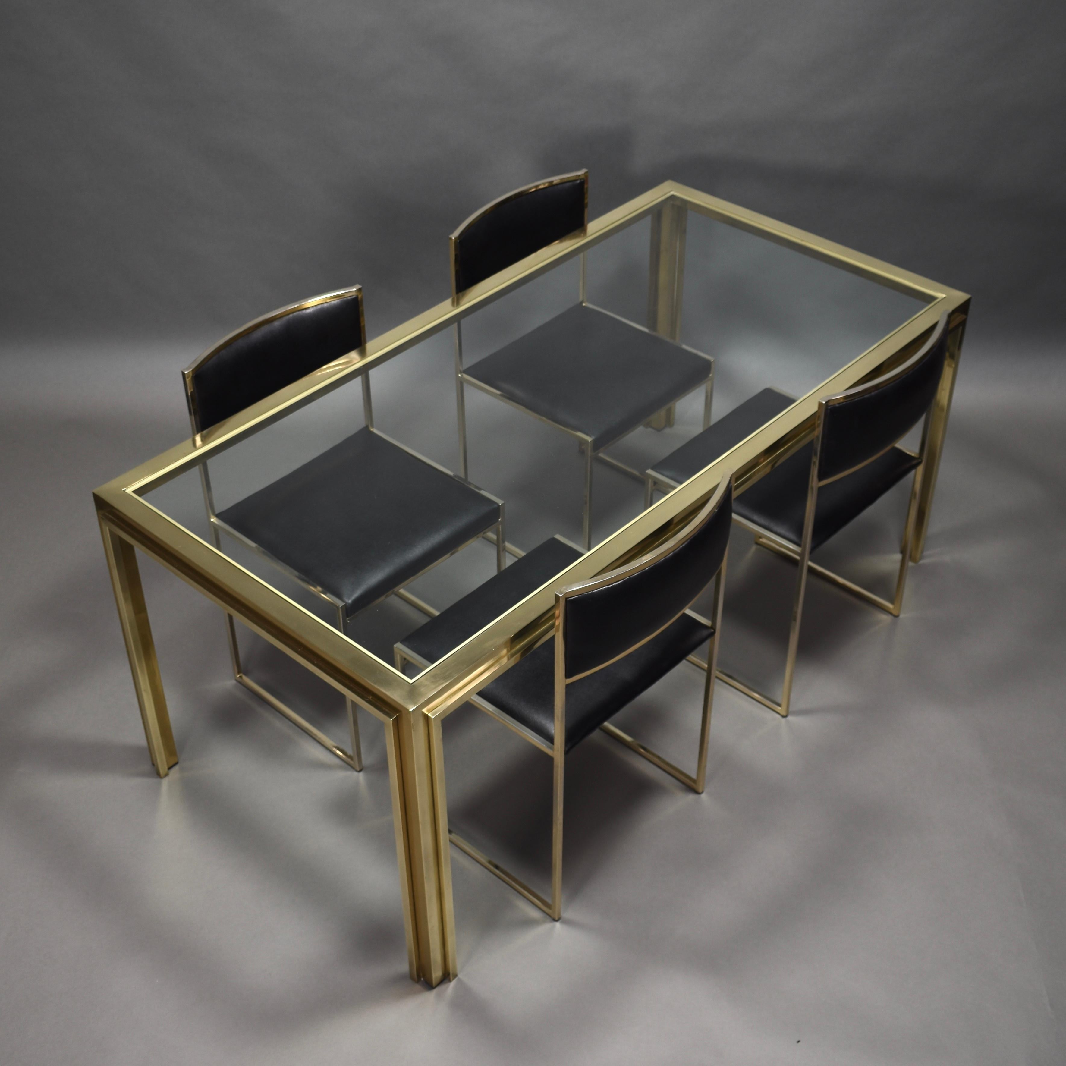 Gold Plate Exclusive Willy Rizzo Gold-Plated and Brass Dining Set, Italy, 1970s