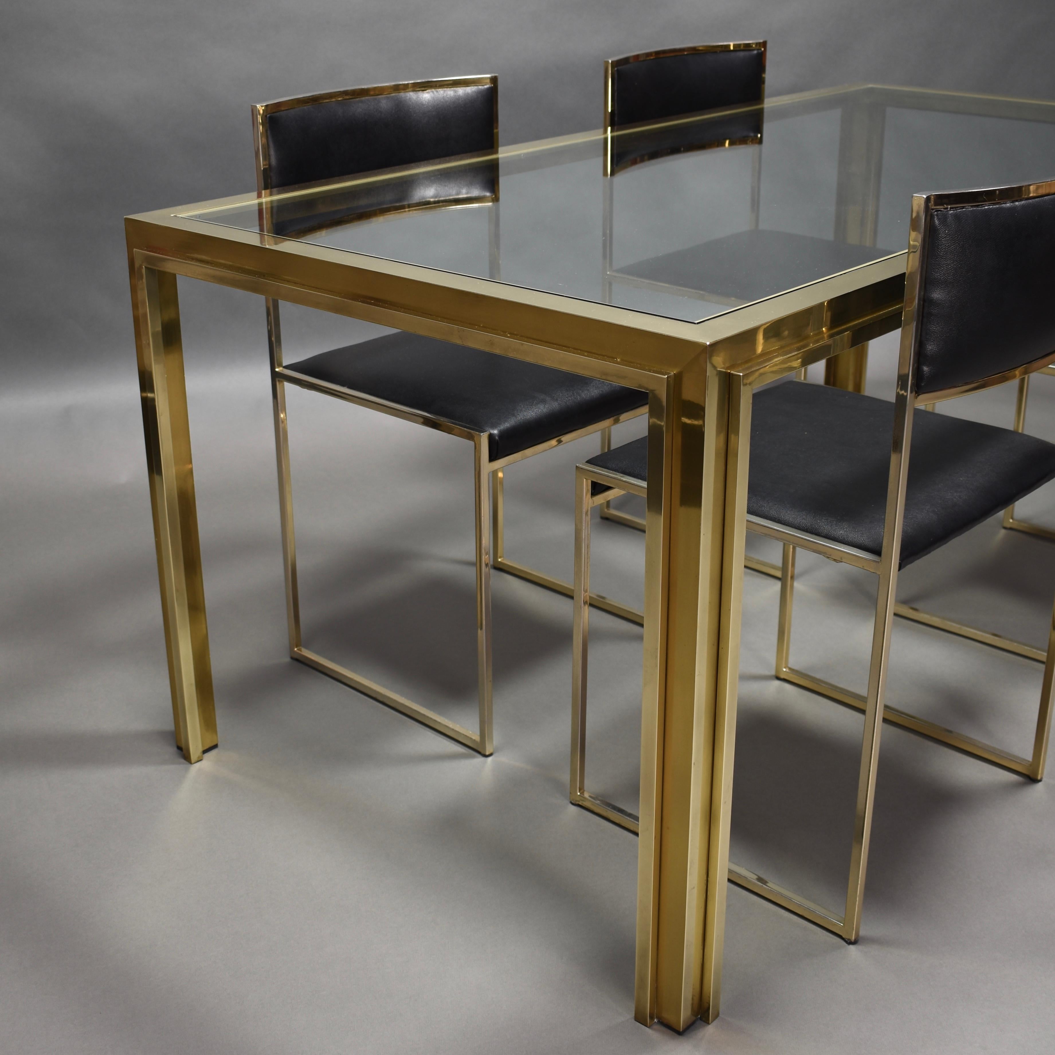 Exclusive Willy Rizzo Gold-Plated and Brass Dining Set, Italy, 1970s 1