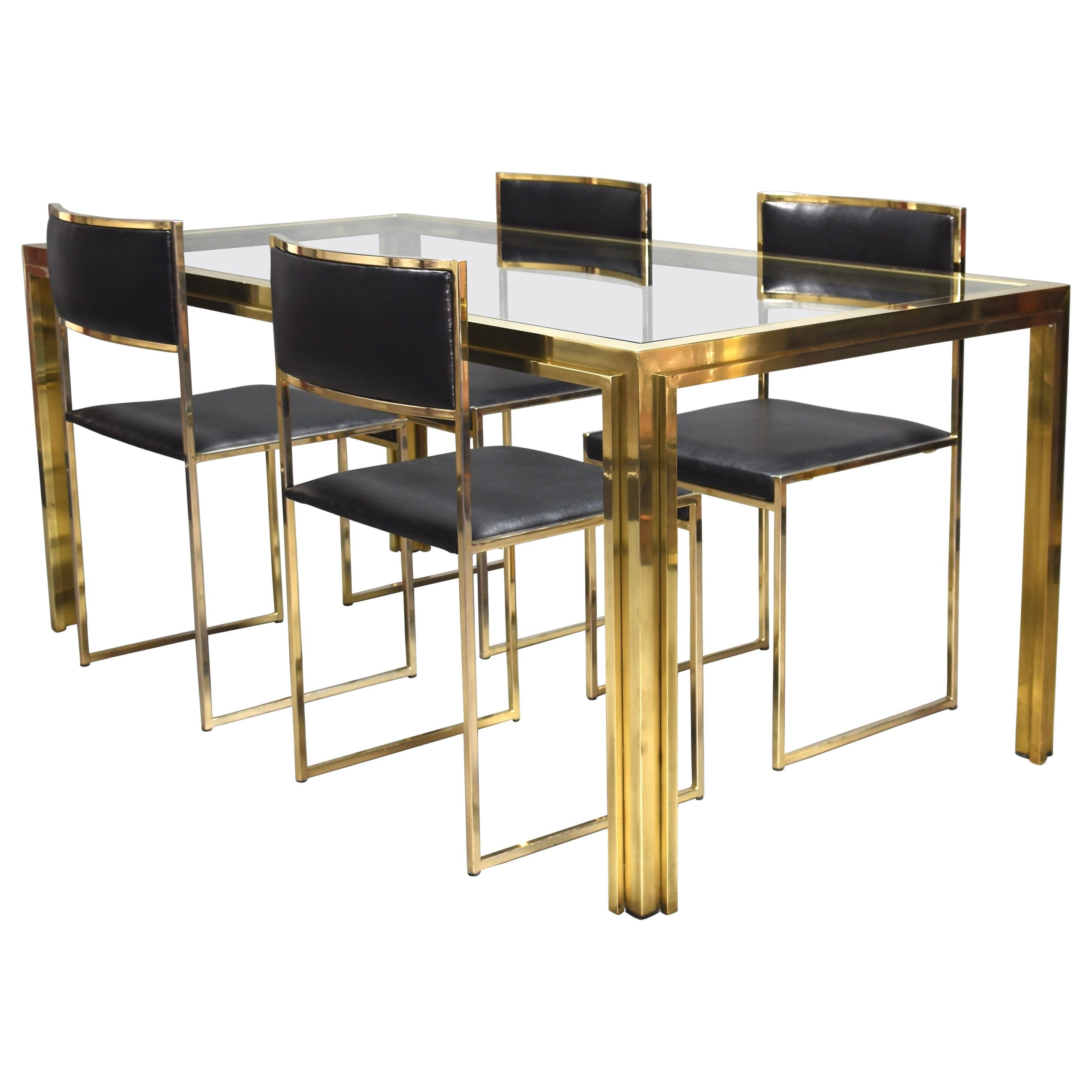 Exclusive Willy Rizzo Gold-Plated and Brass Dining Set, Italy, 1970s