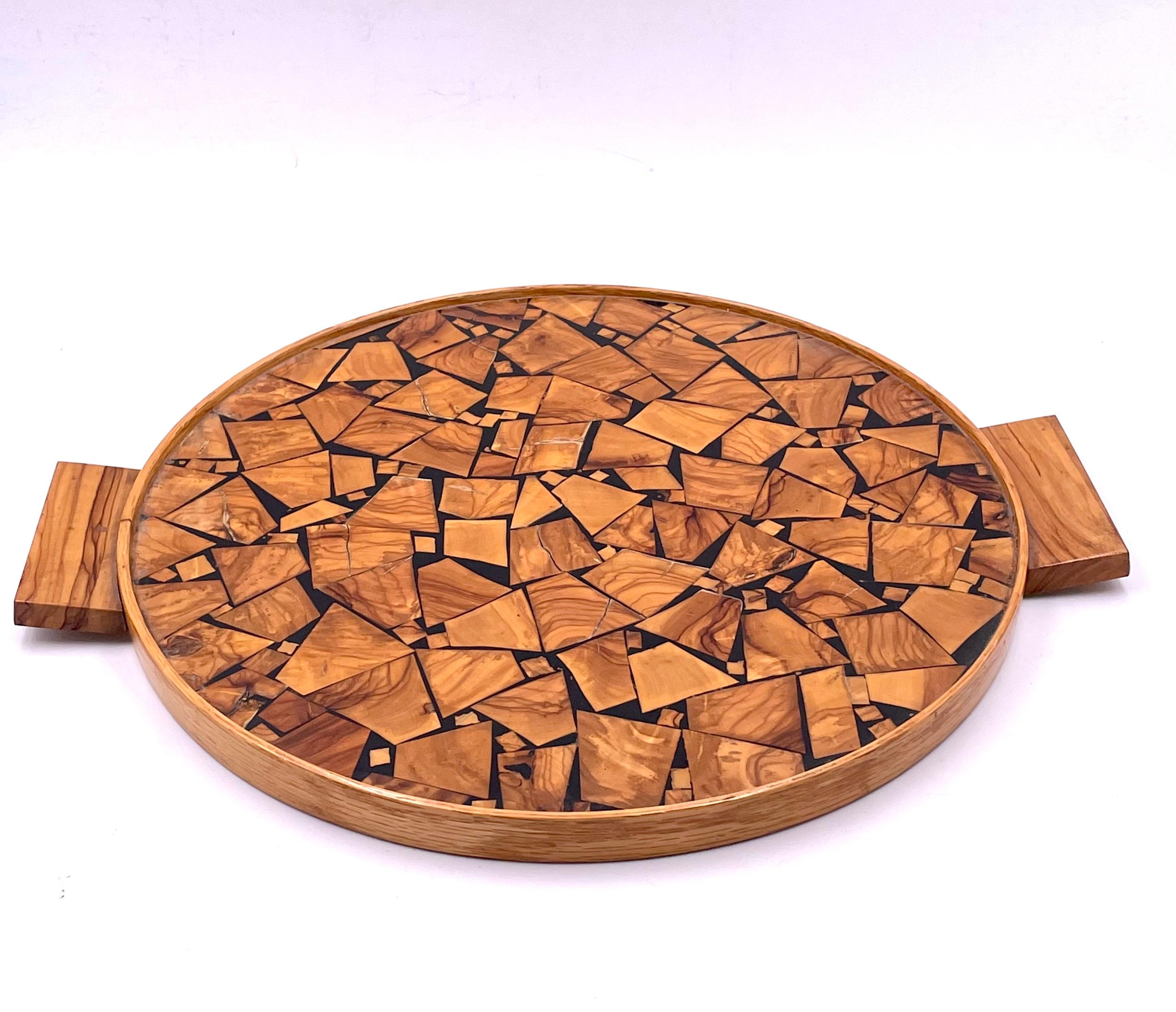 American Excotic Mix Woods Art Deco Tray For Sale