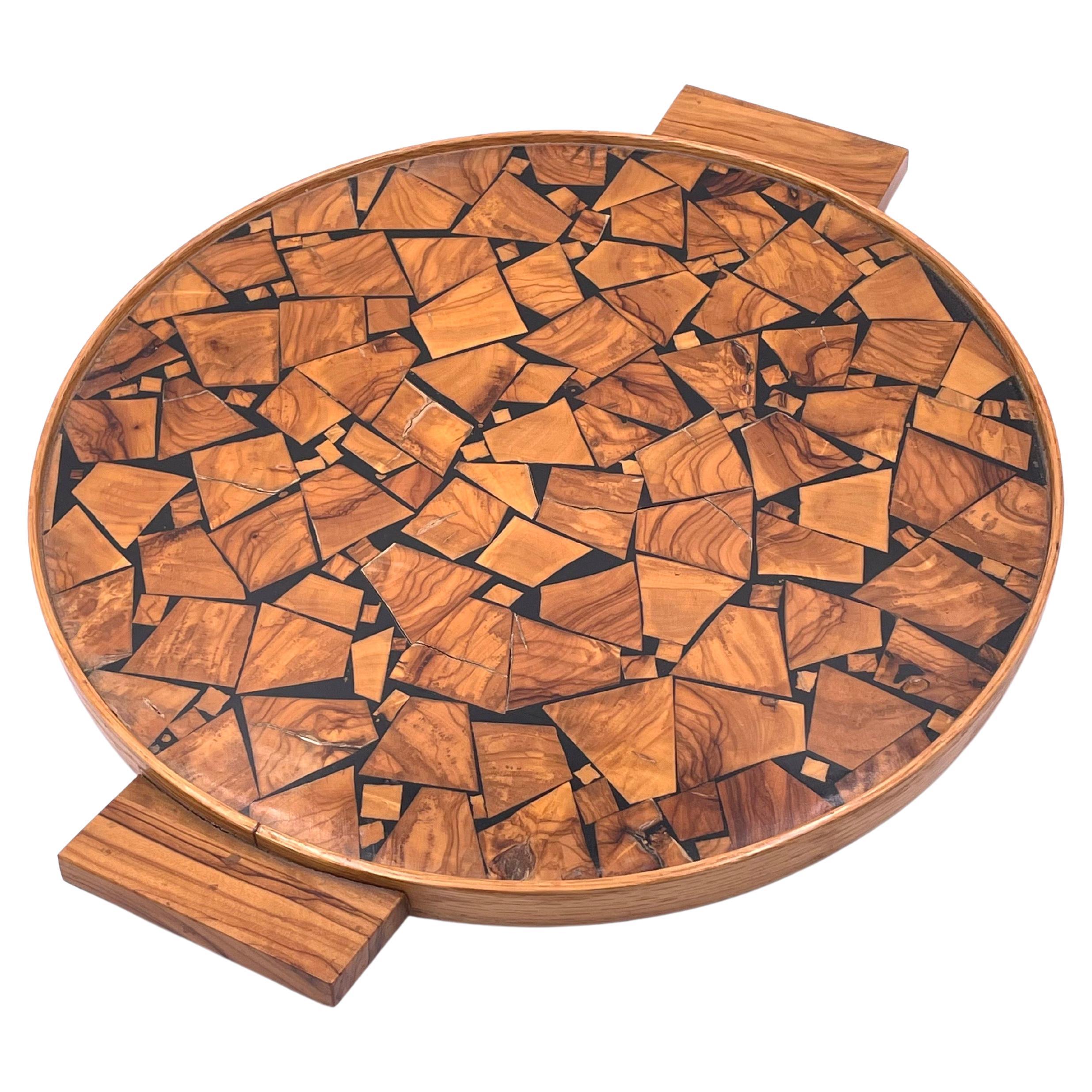 Excotic Mix Woods Art Deco Tray For Sale
