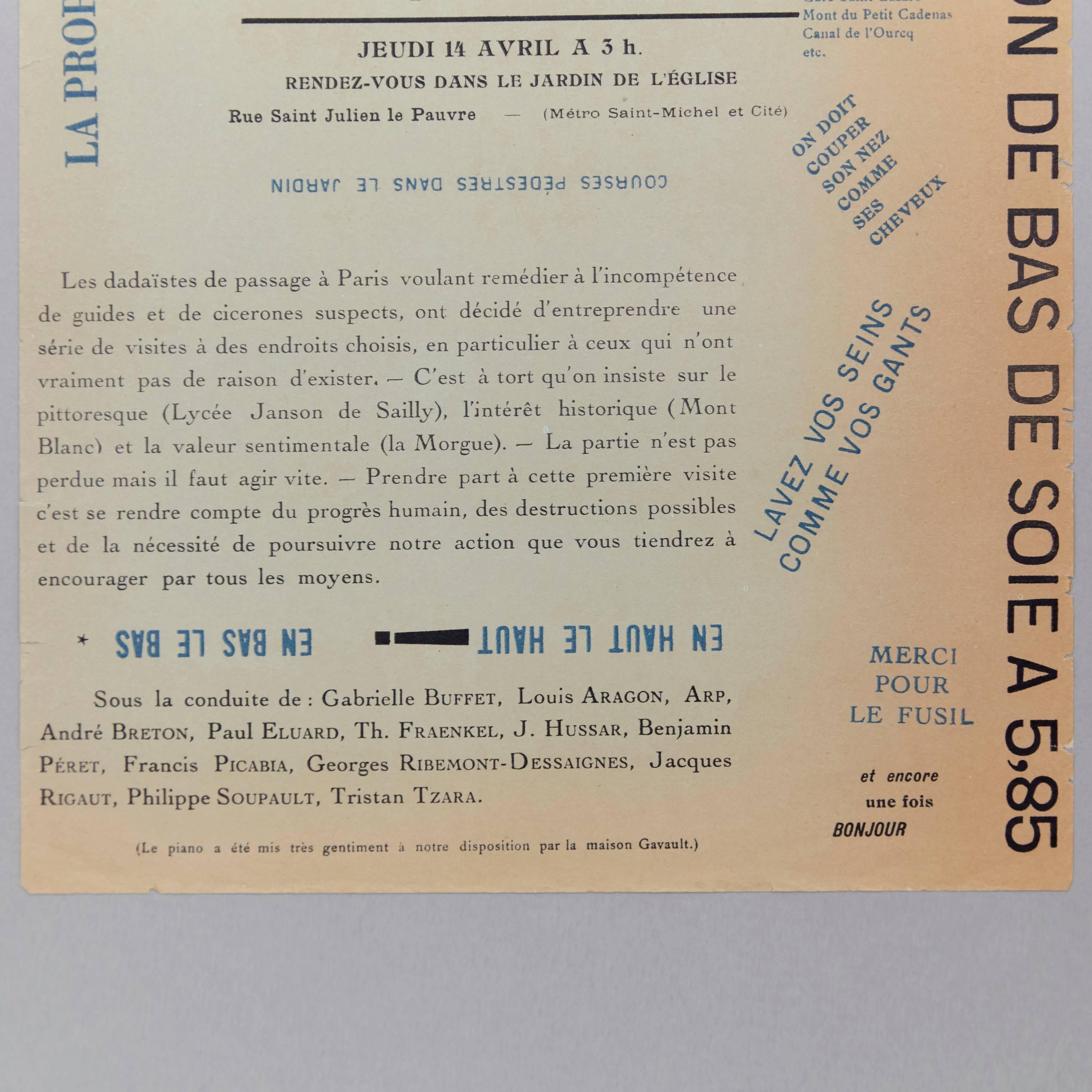 Excursions and Visites Dada Tract, 1921 In Good Condition In Barcelona, Barcelona