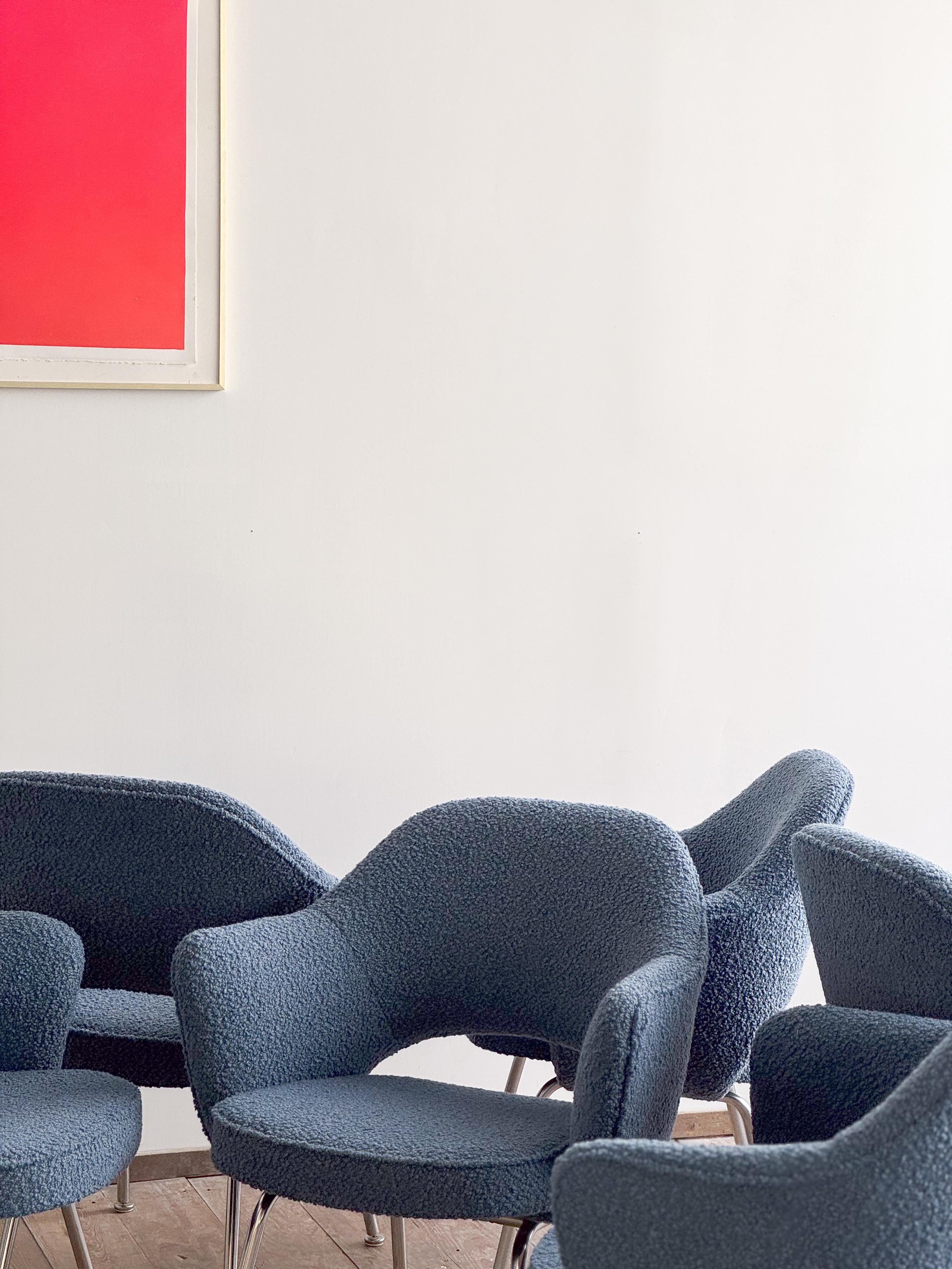 Acciaio Poltrone direzionali di Eero Saarinen, Knoll International, Germania, Set di 6 in vendita