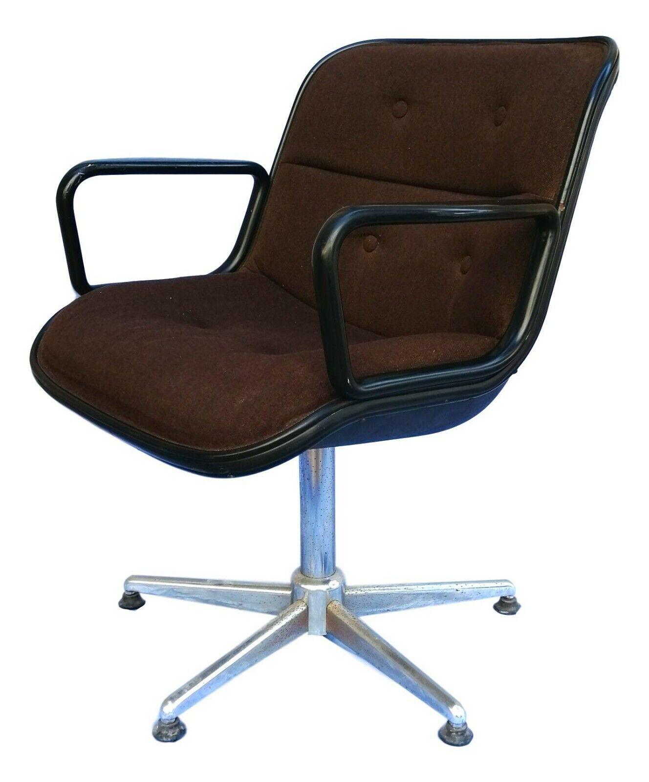 Iconic executive office chair designed in 1962 by charles pollock for knoll.

Sturdy and solid structure, weighs just under 20 kilos, upholstered in brown fabric.

Very good condition, as shown in photos, slight obvious signs of aging and