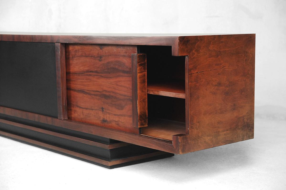 Executive Art Deco Geometric Rosewood Low Sideboard, 1950s 4