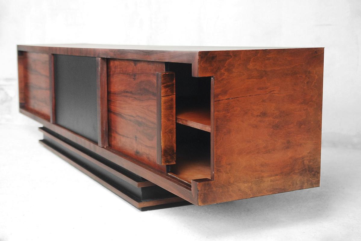 Executive Art Deco Geometric Rosewood Low Sideboard, 1950s 2