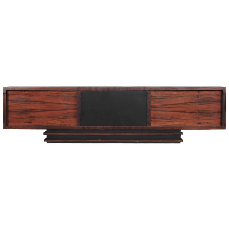 Executive Art Deco Geometric Rosewood Low Sideboard, 1950s