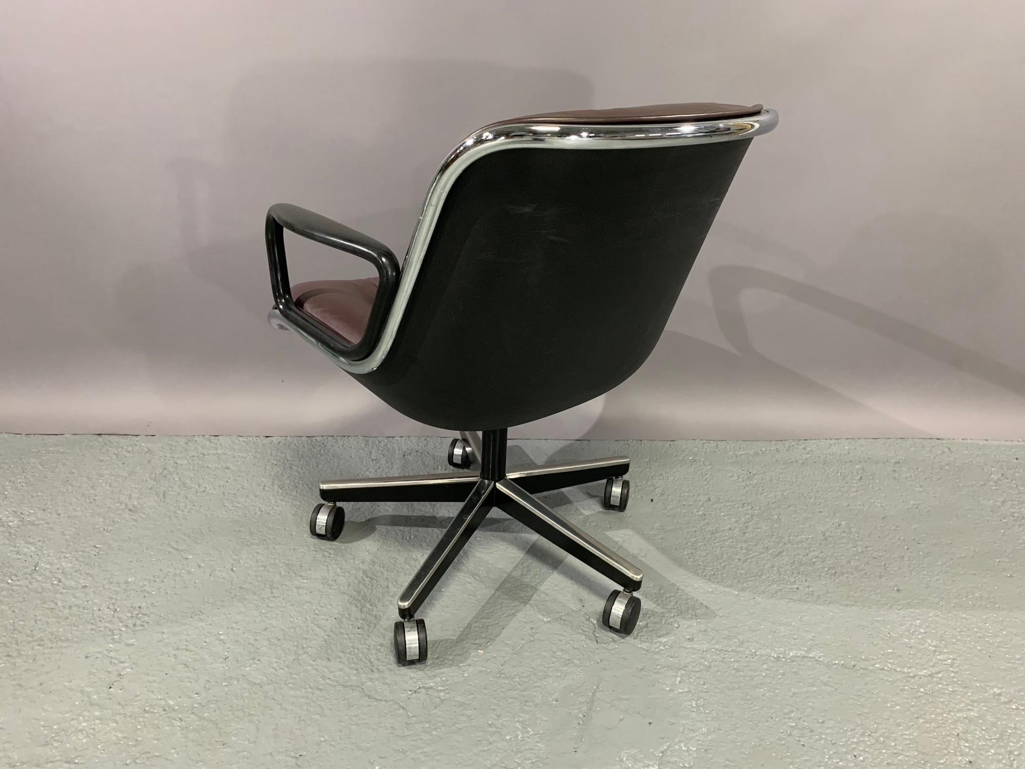 Mid-Century Modern Executive Chair by Charles Pollock for Knoll International in Cordovan Leather