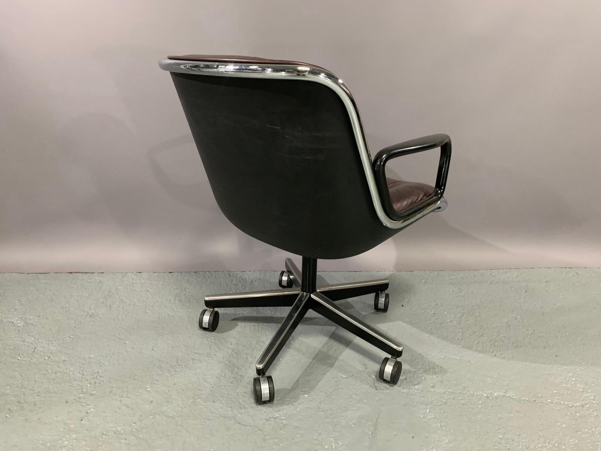 Executive Chair by Charles Pollock for Knoll International in Cordovan Leather In Good Condition In Belmont, MA