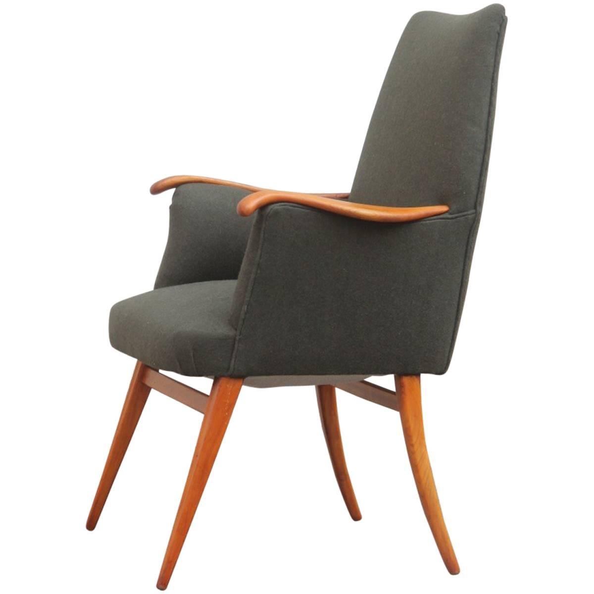 Mid-century Executive Chair of the 1950s in Very Elegant Cherrywood For Sale