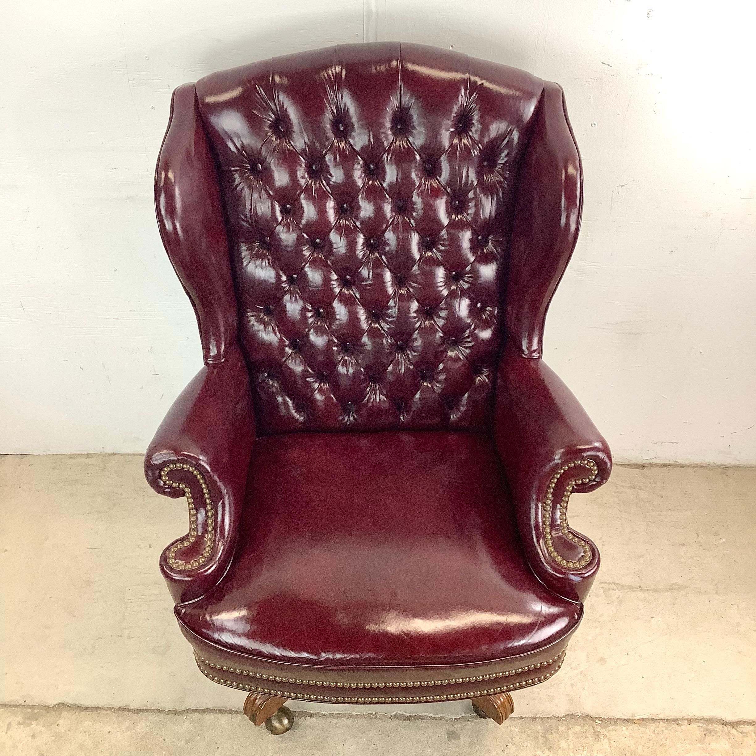 Executive Chesterfield Desk Chair In Good Condition For Sale In Trenton, NJ