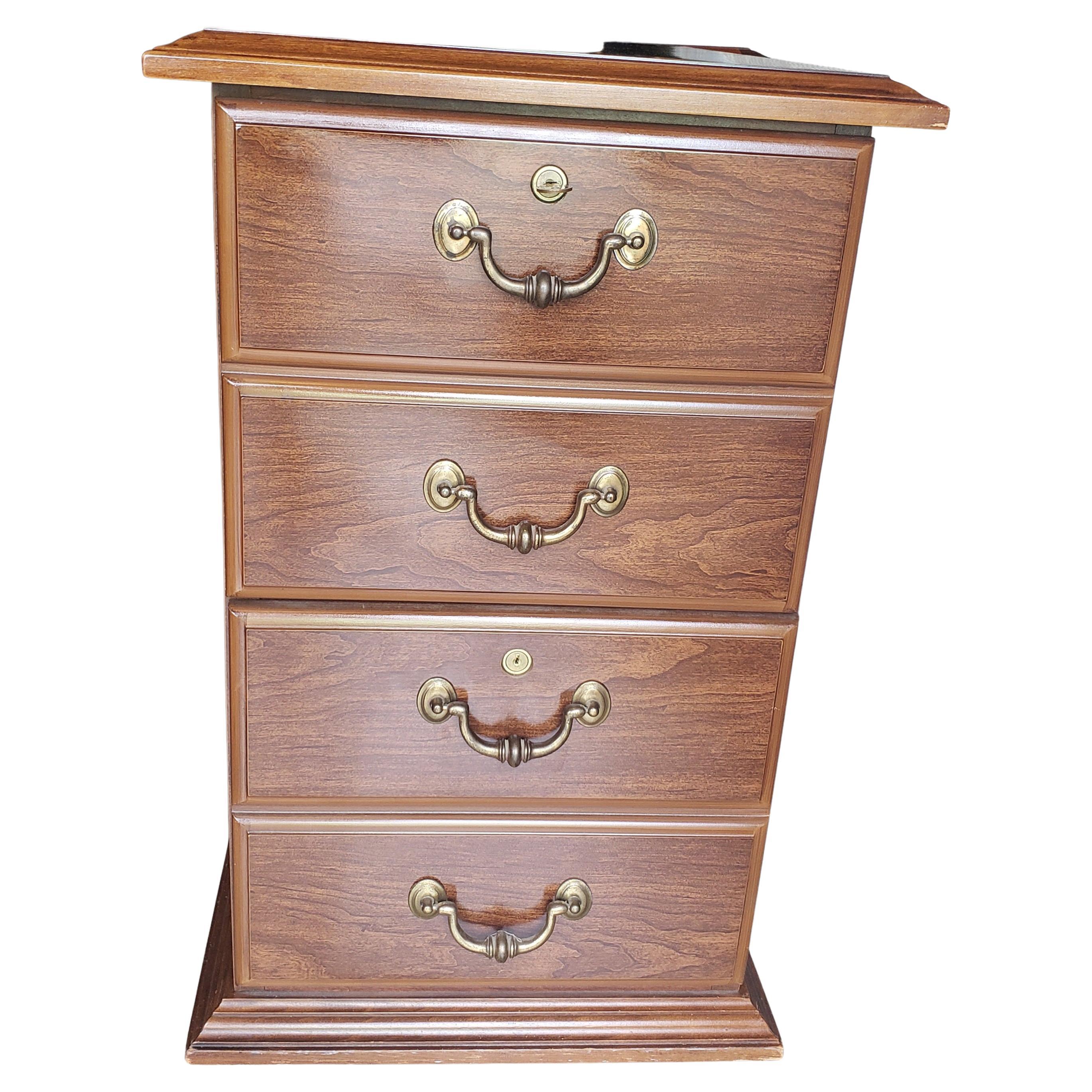 Hardwood Executive Chippendale Locking Filing Cabinets For Sale