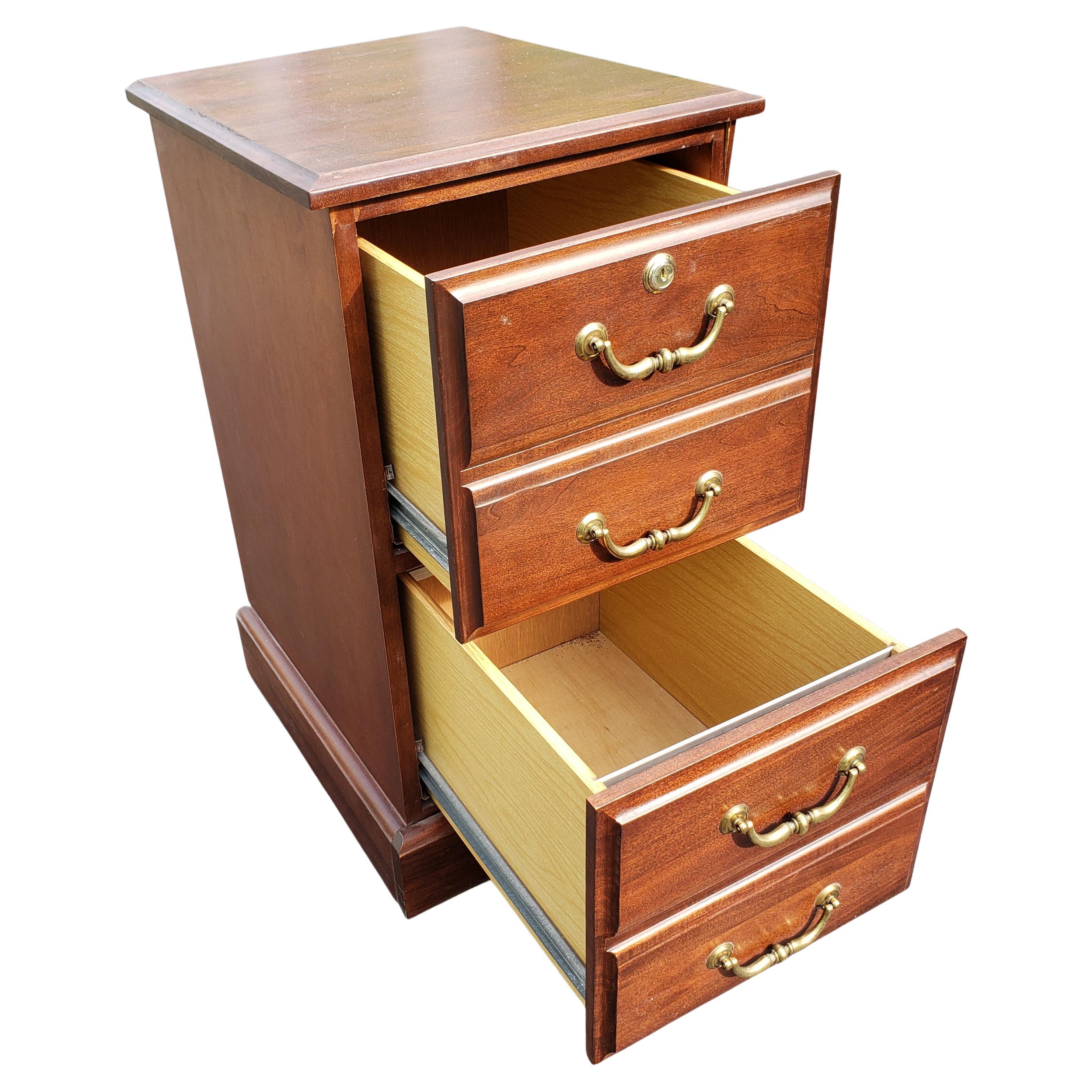 20th Century Executive Chippendale Style Two-Drawer Locking Filing Cabinet For Sale