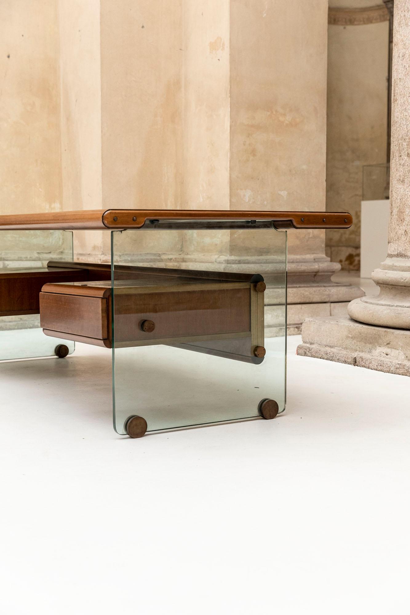 Glass Executive Desk Attributed to Fabio Lenci for Comfort Line