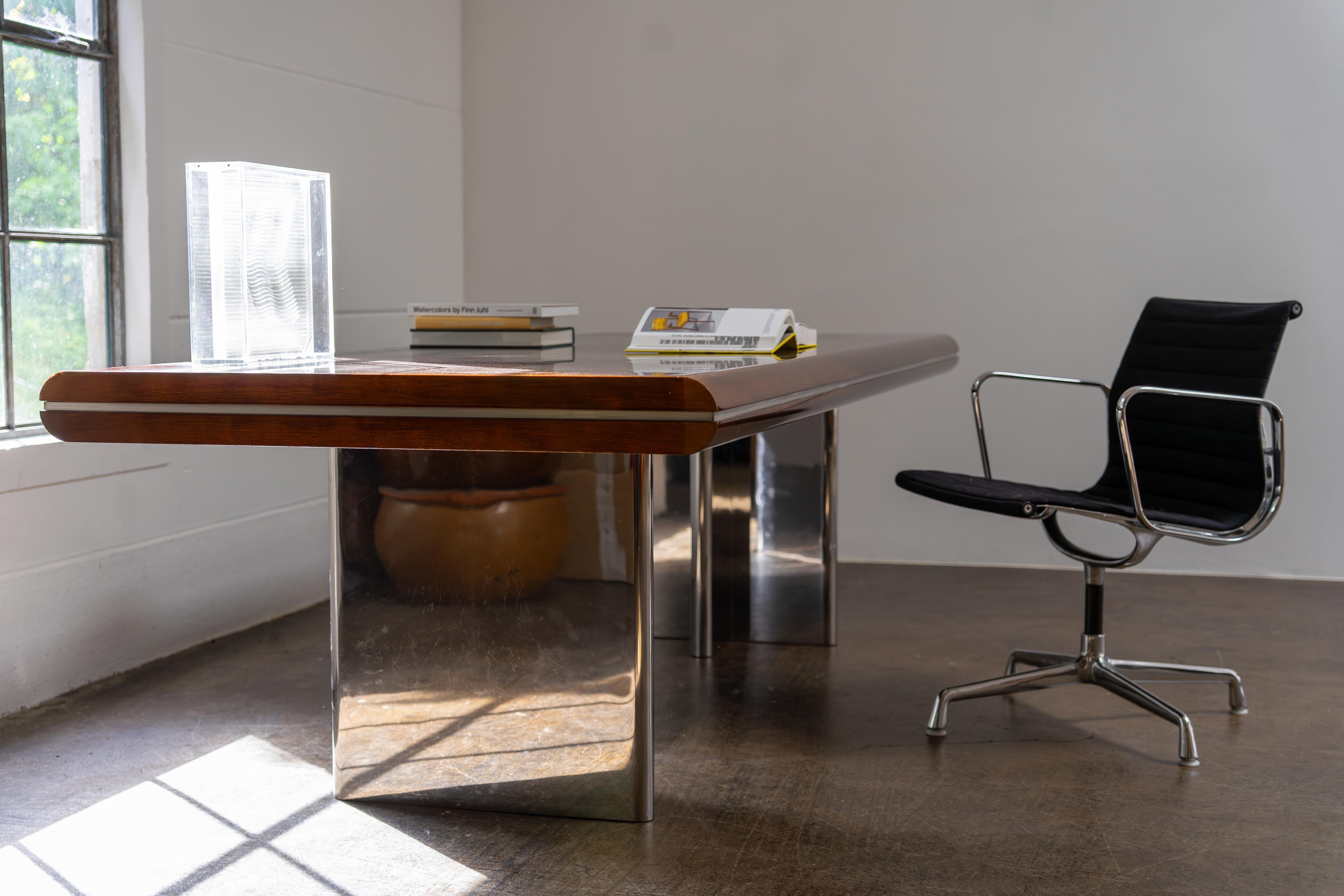 Acier inoxydable Bureau de Hans von Klier pour Skipper, Italie 1973 en vente