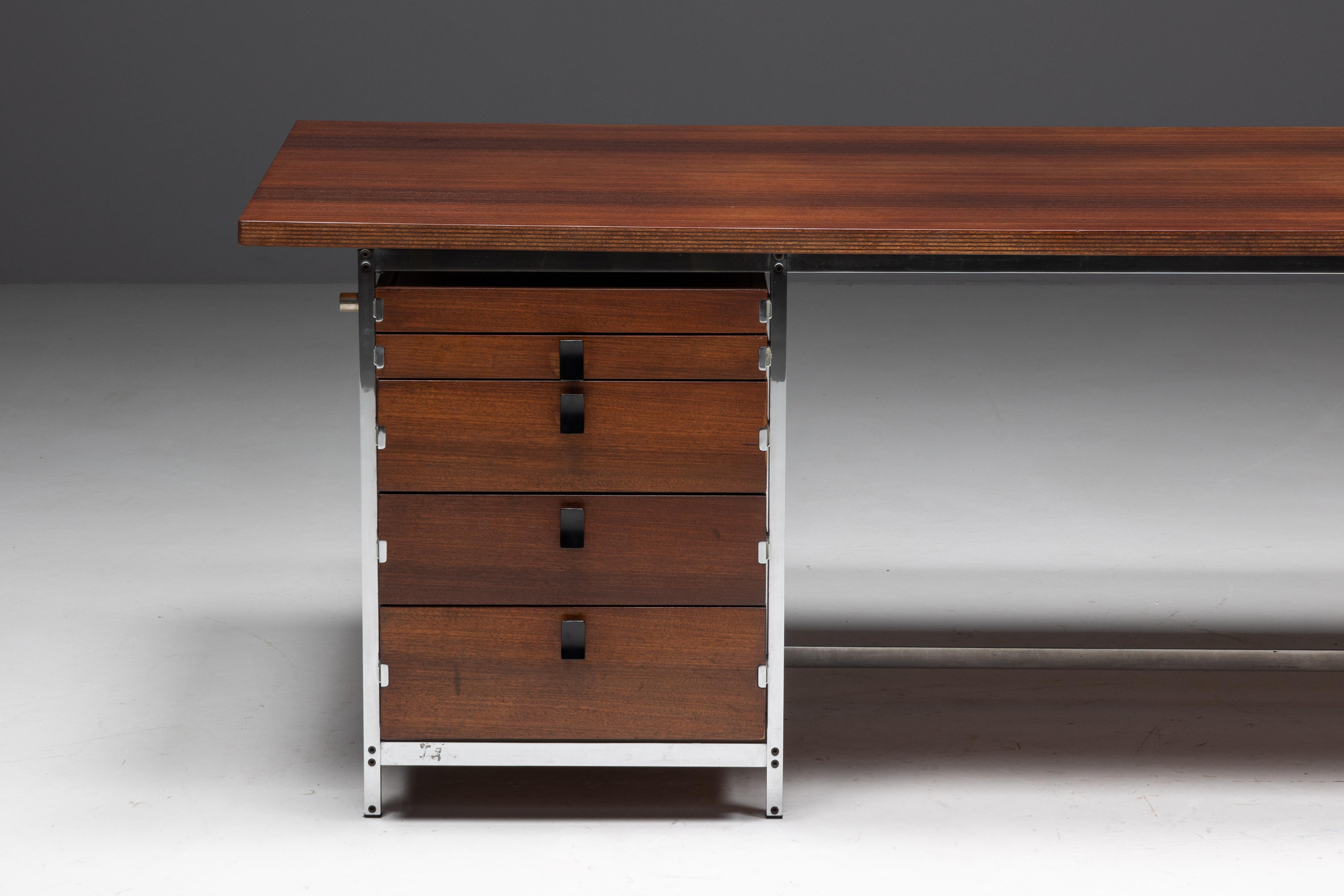 Mid-Century Modern Executive Desk by Jules Wabbes for Mobilier Universel, Belgium, 1950s For Sale