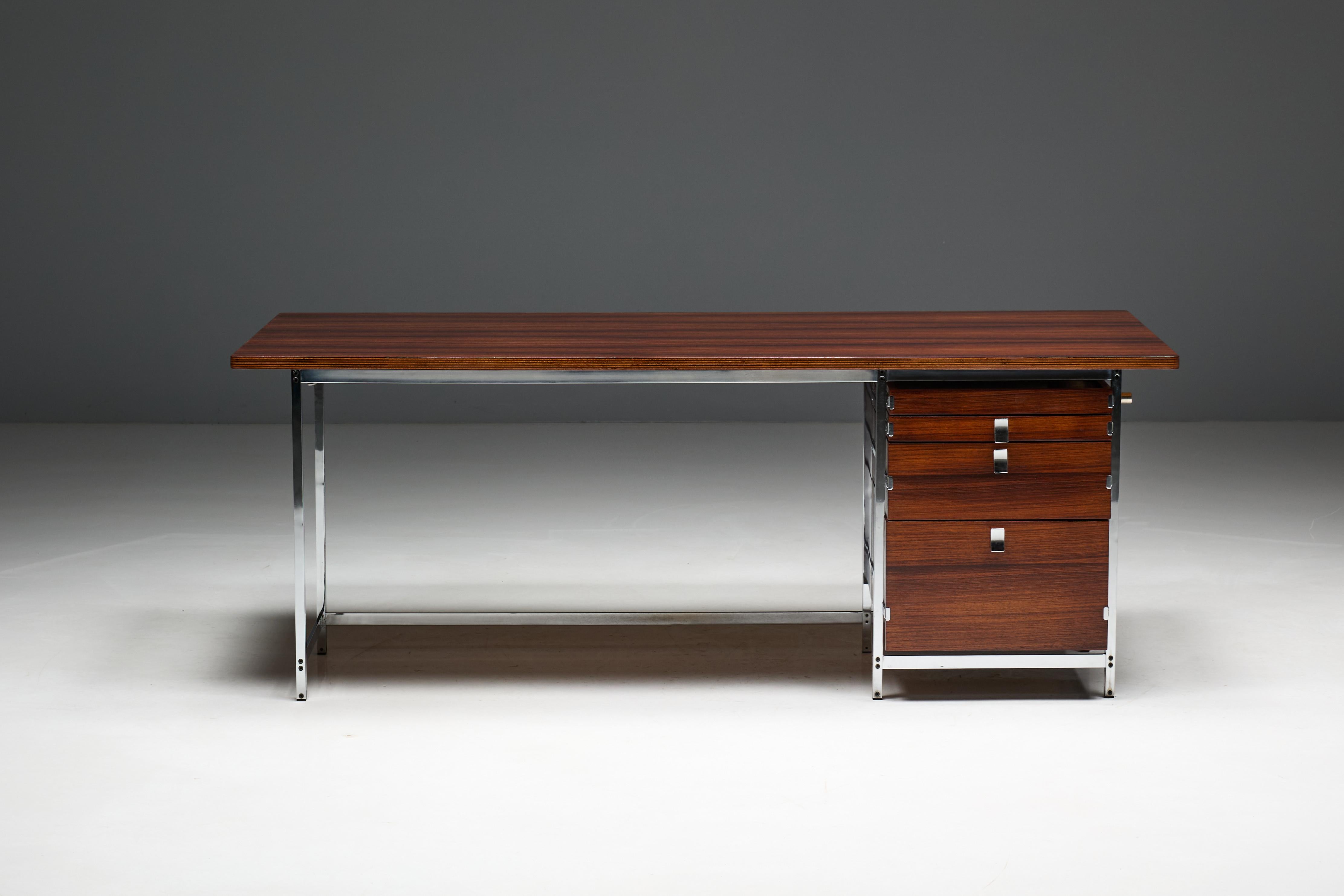 Mid-Century Modern Executive Desk by Jules Wabbes for Mobilier Universel, Belgium, 1950s