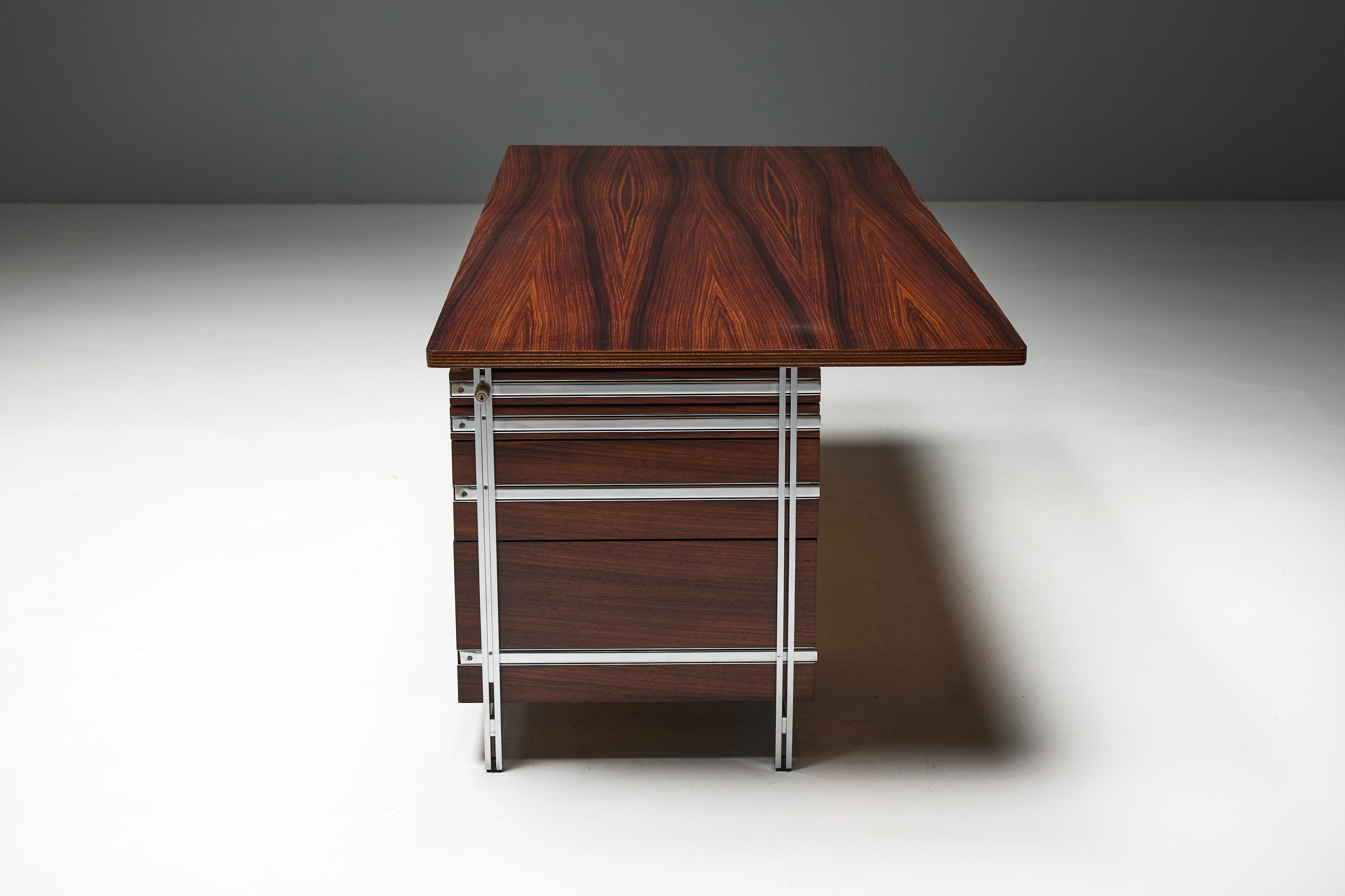 Steel Executive Desk by Jules Wabbes for Mobilier Universel, Belgium, 1950s