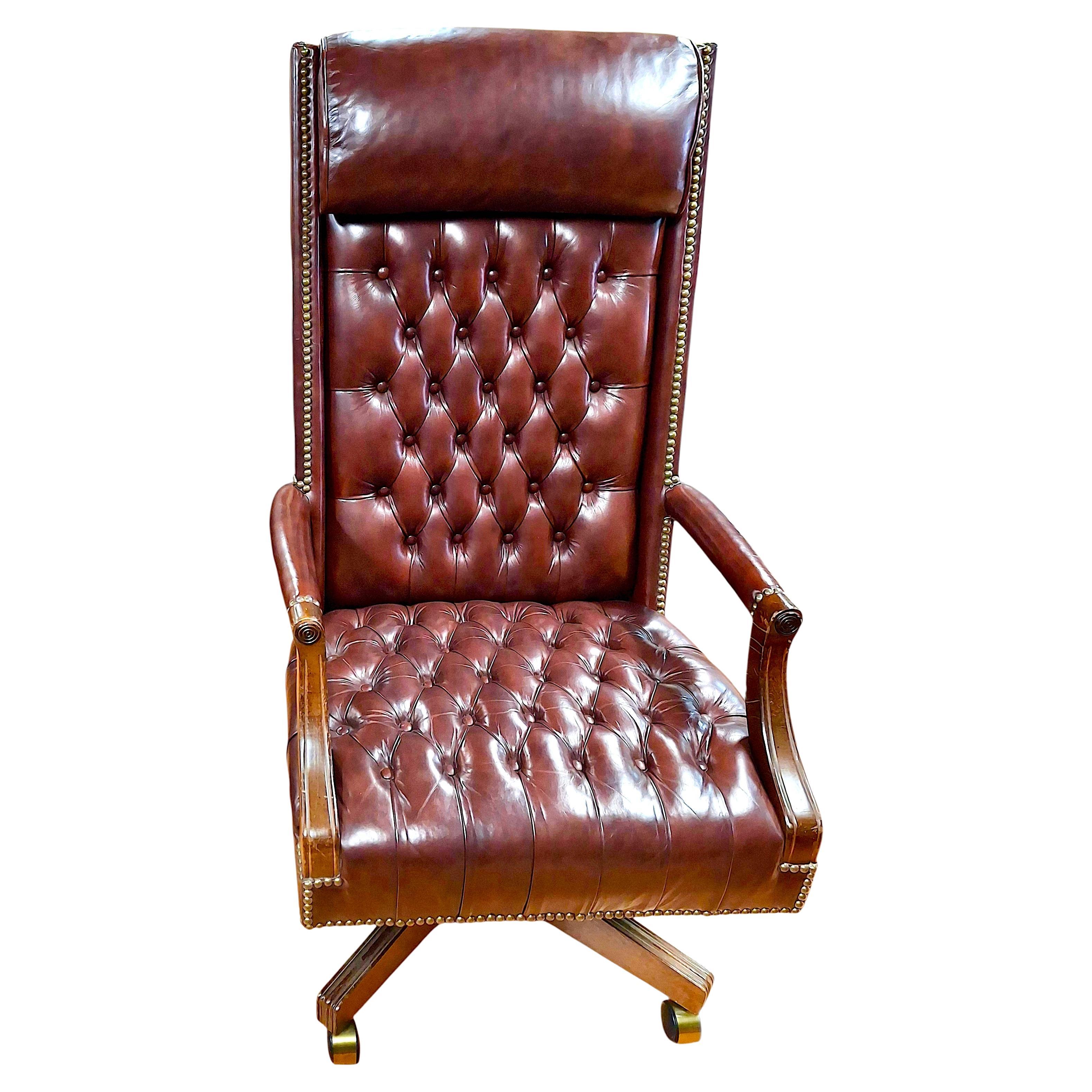Executive Desk Chair by Hickory Leather Company For Sale