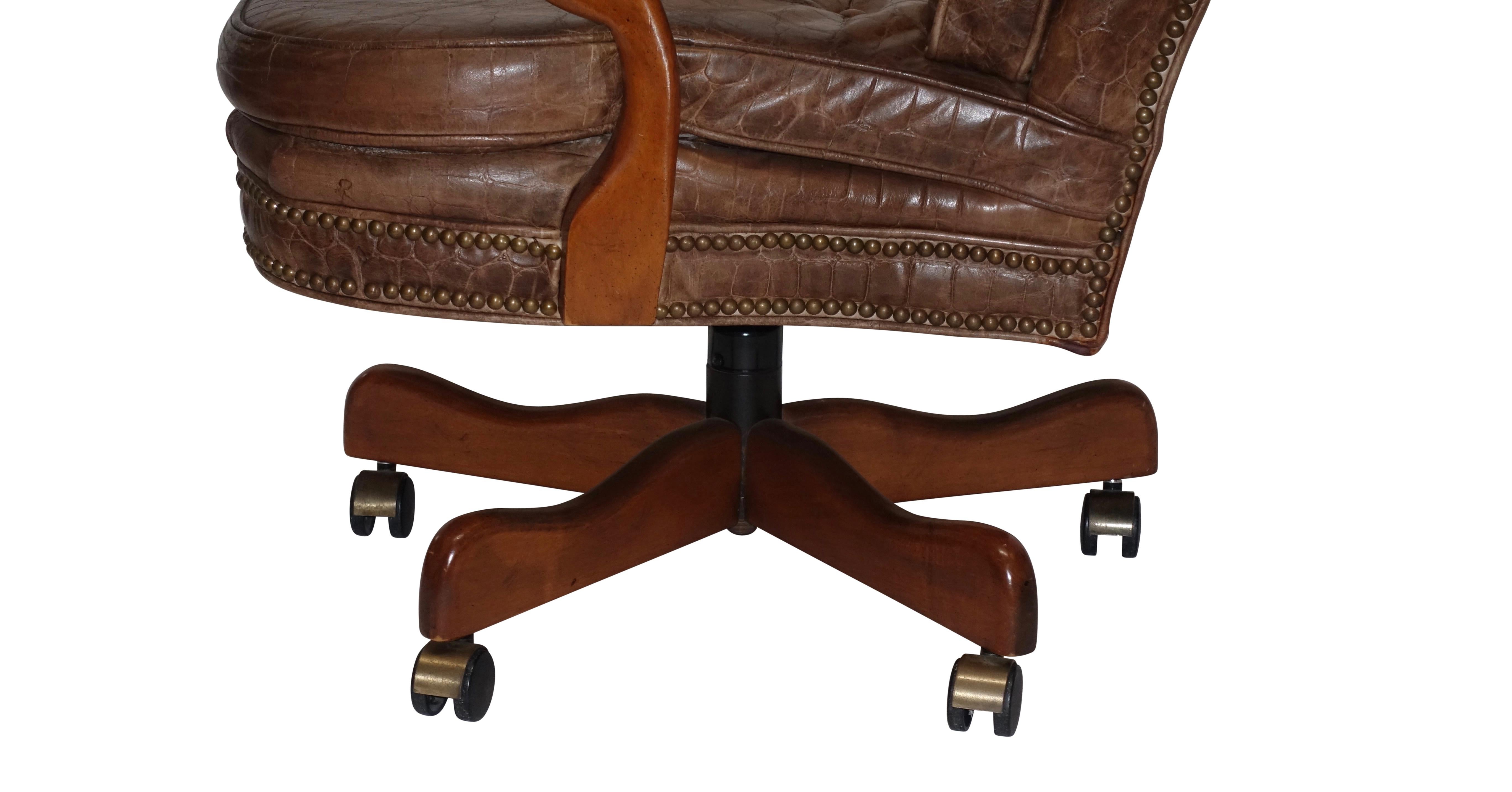 American Executive Desk Chair with Alligator Embossed Leather