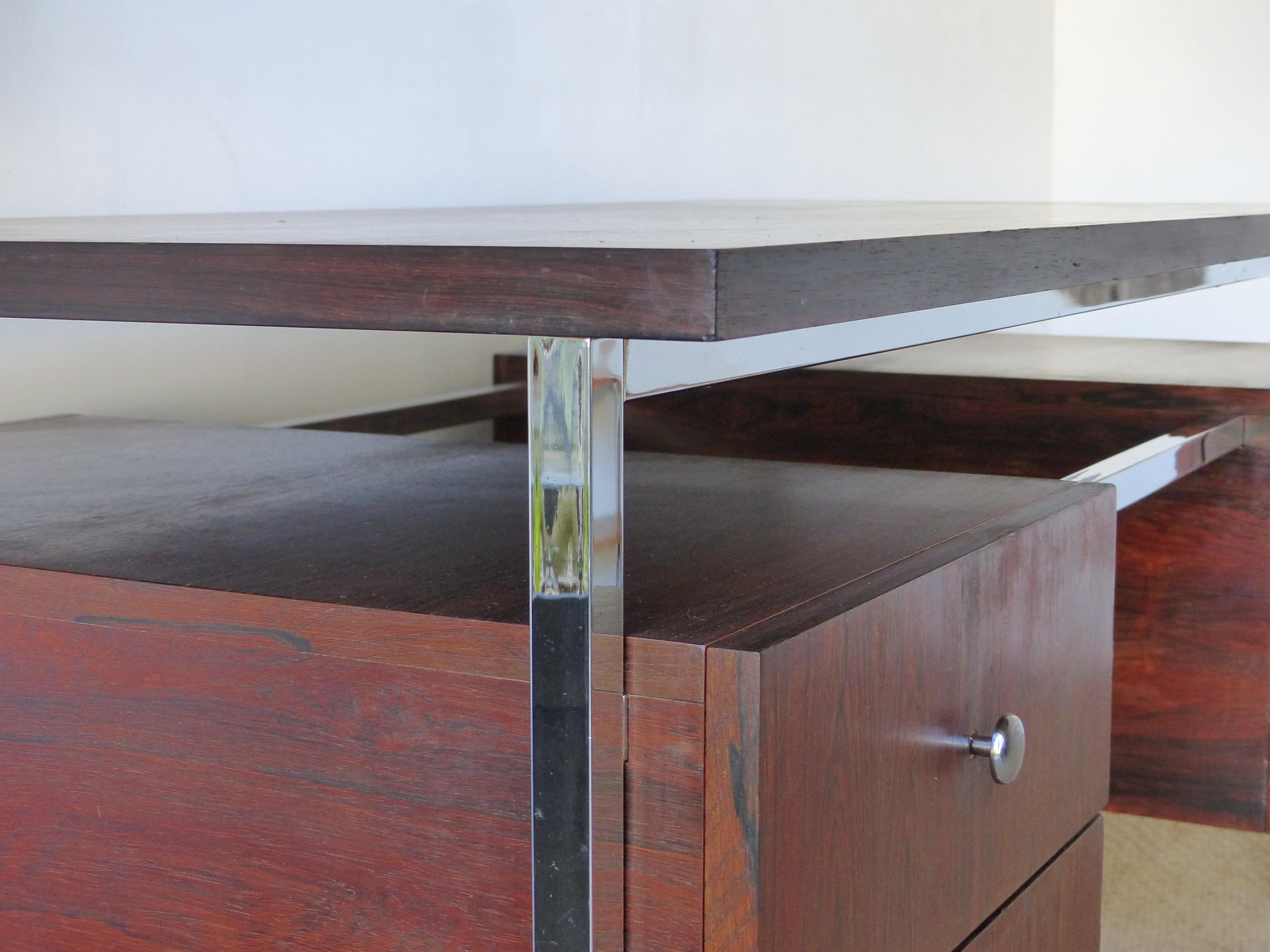 Executive Desk in Chromed and Rosewood, circa 1970 For Sale 9
