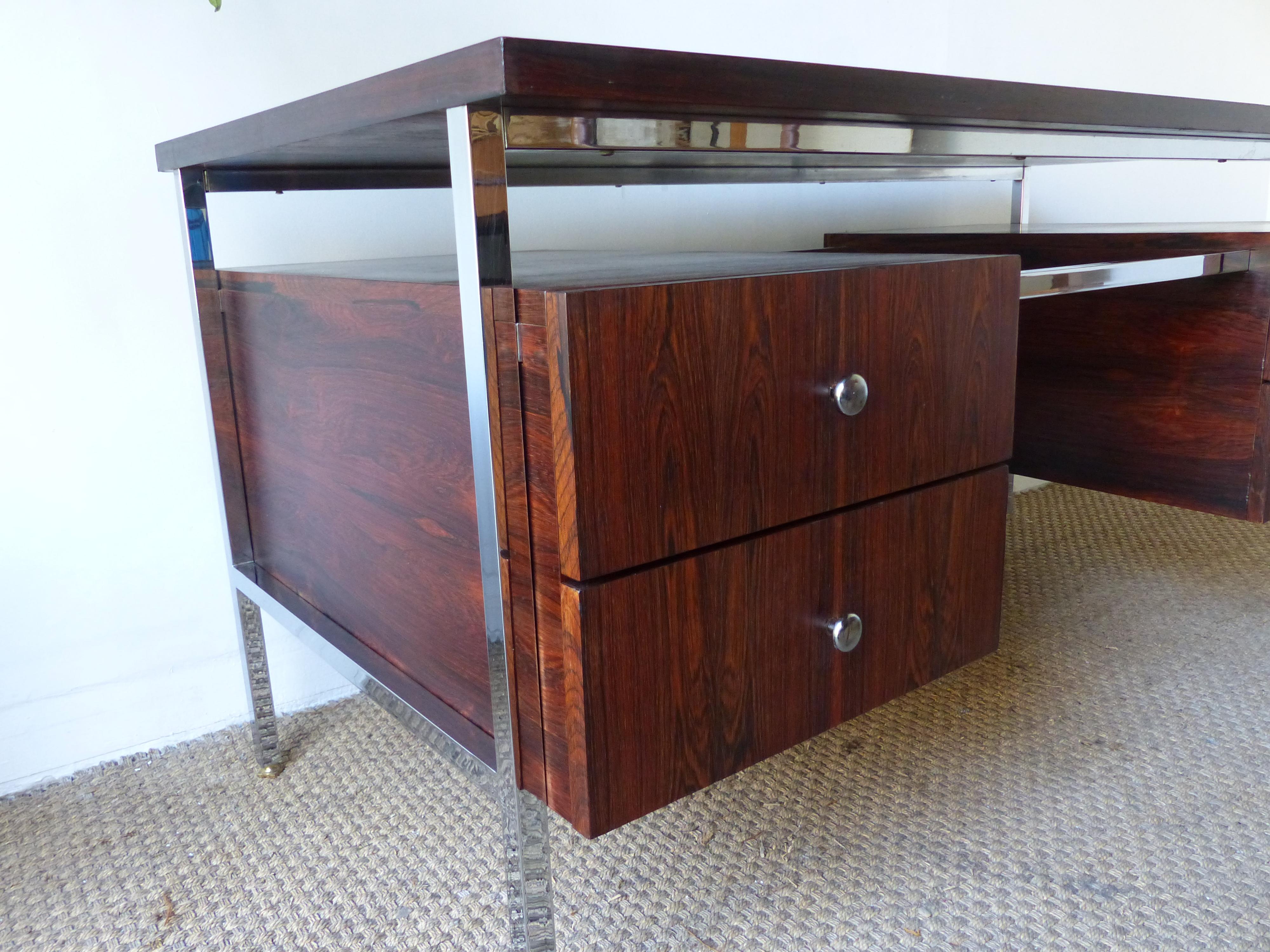 Executive Desk in Chromed and Rosewood, circa 1970 For Sale 13